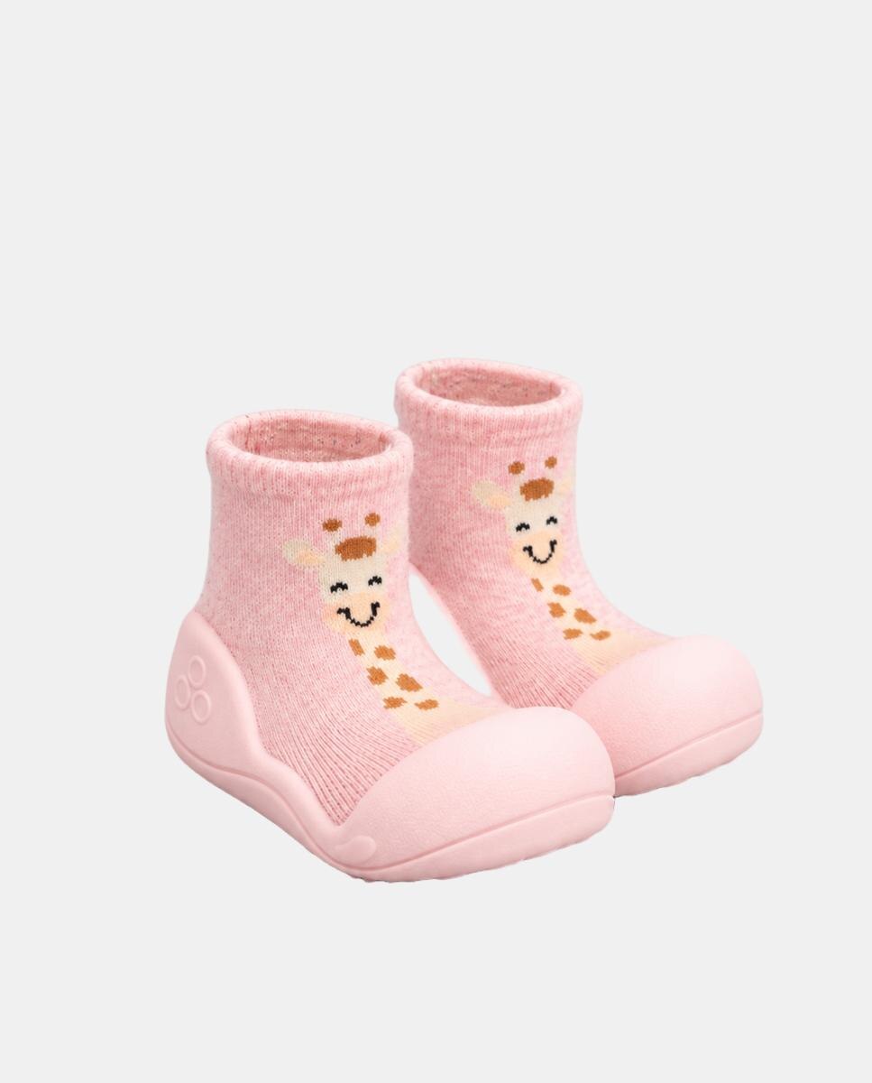 Patucos de bebé barefoot de algodón con dibujo Jirafa - Attipas - Rosa Nude Rosa Nude-3