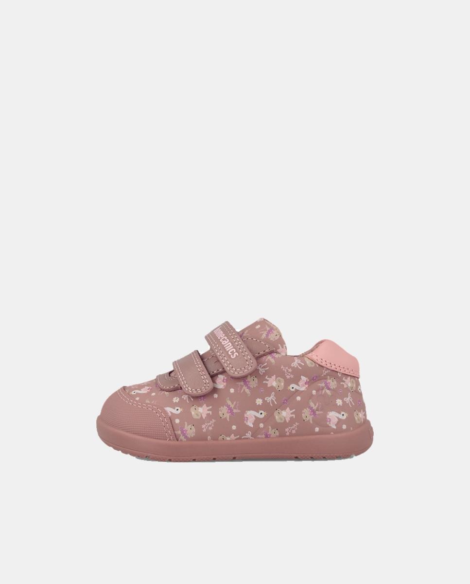 Sapatilhas Barefoot para Primeiros Passos com Estampados e Biqueira Redonda Biomecanics Rosa-2