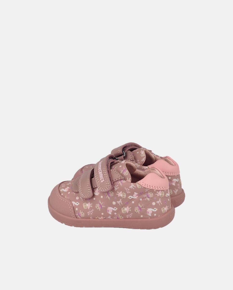 Sapatilhas Barefoot para Primeiros Passos com Estampados e Biqueira Redonda Biomecanics Rosa-3