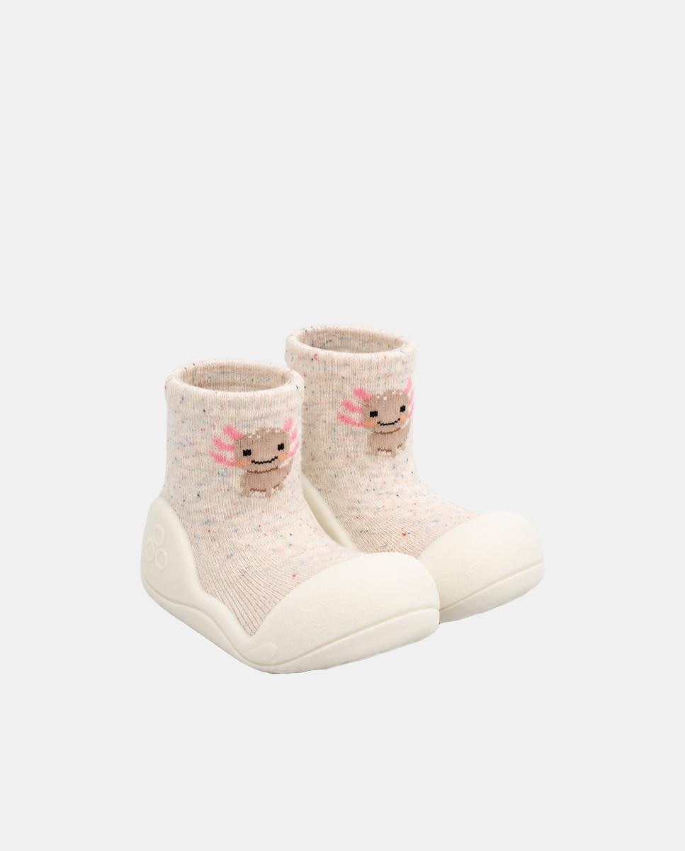 Patucos de bebé barefoot de algodón con dibujo Ajolote - Attipas - Natural Natural-3