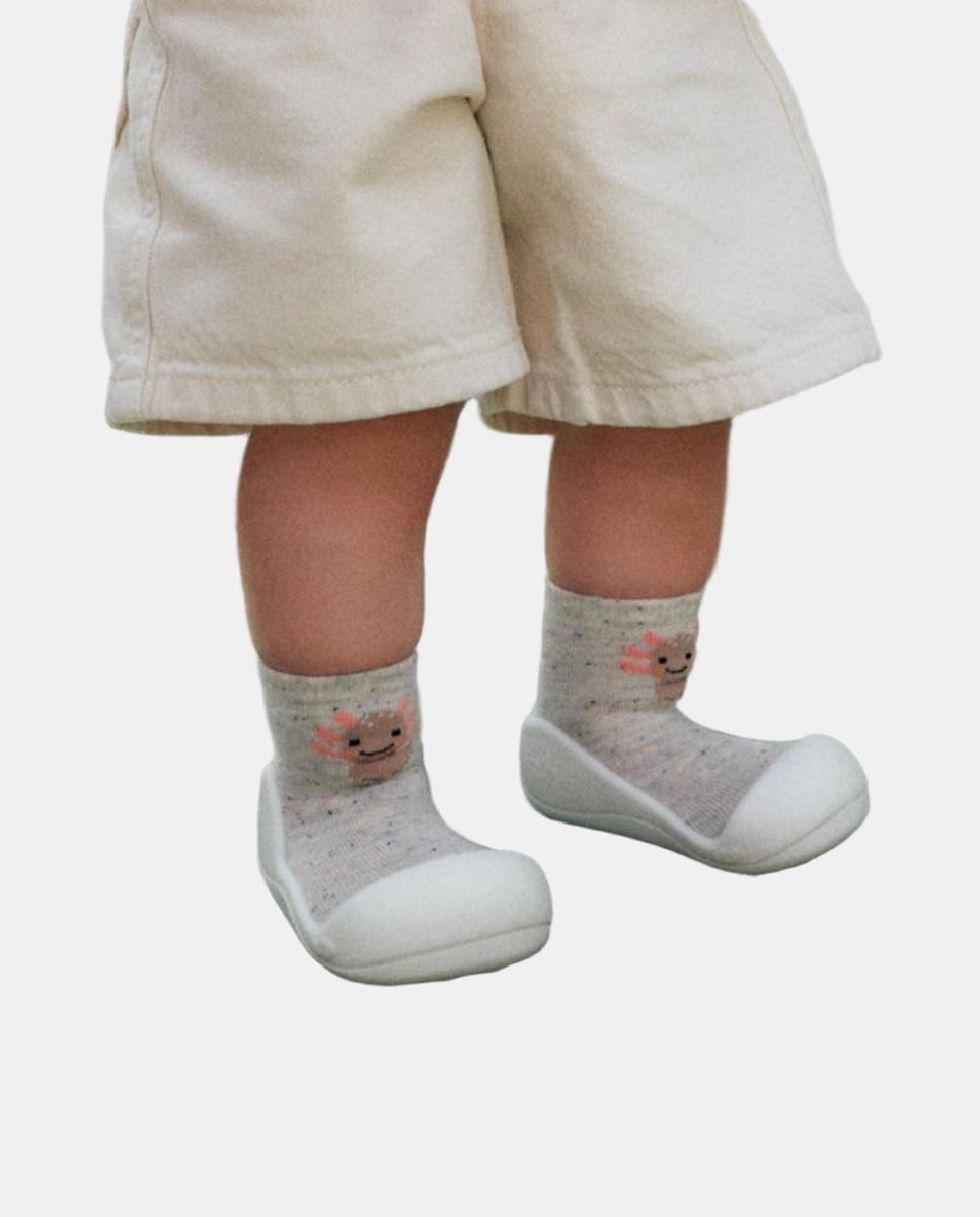 Patucos de bebé barefoot de algodón con dibujo Ajolote - Attipas - Natural Natural-4
