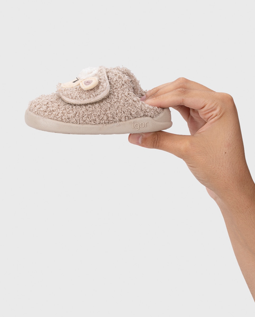 Pantufas de Criança com Detalhe de Ovelha, Conceito Barefoot Medium. Castanho-claro-3