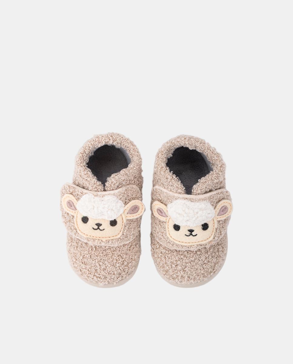 Pantufas de Criança com Detalhe de Ovelha, Conceito Barefoot Medium. Castanho-claro-6