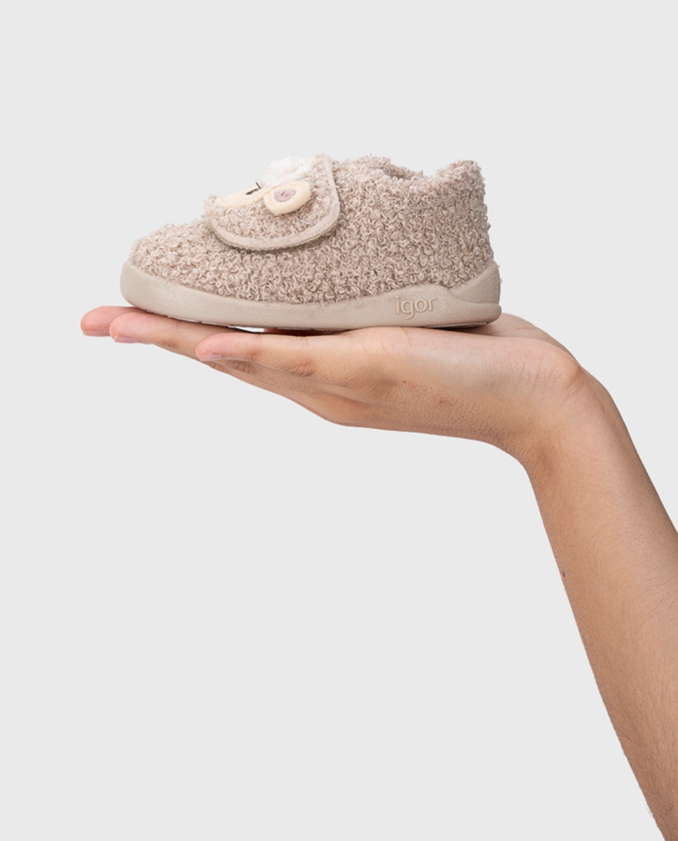 Pantufas de Criança com Detalhe de Ovelha, Conceito Barefoot Medium. Castanho-claro-8