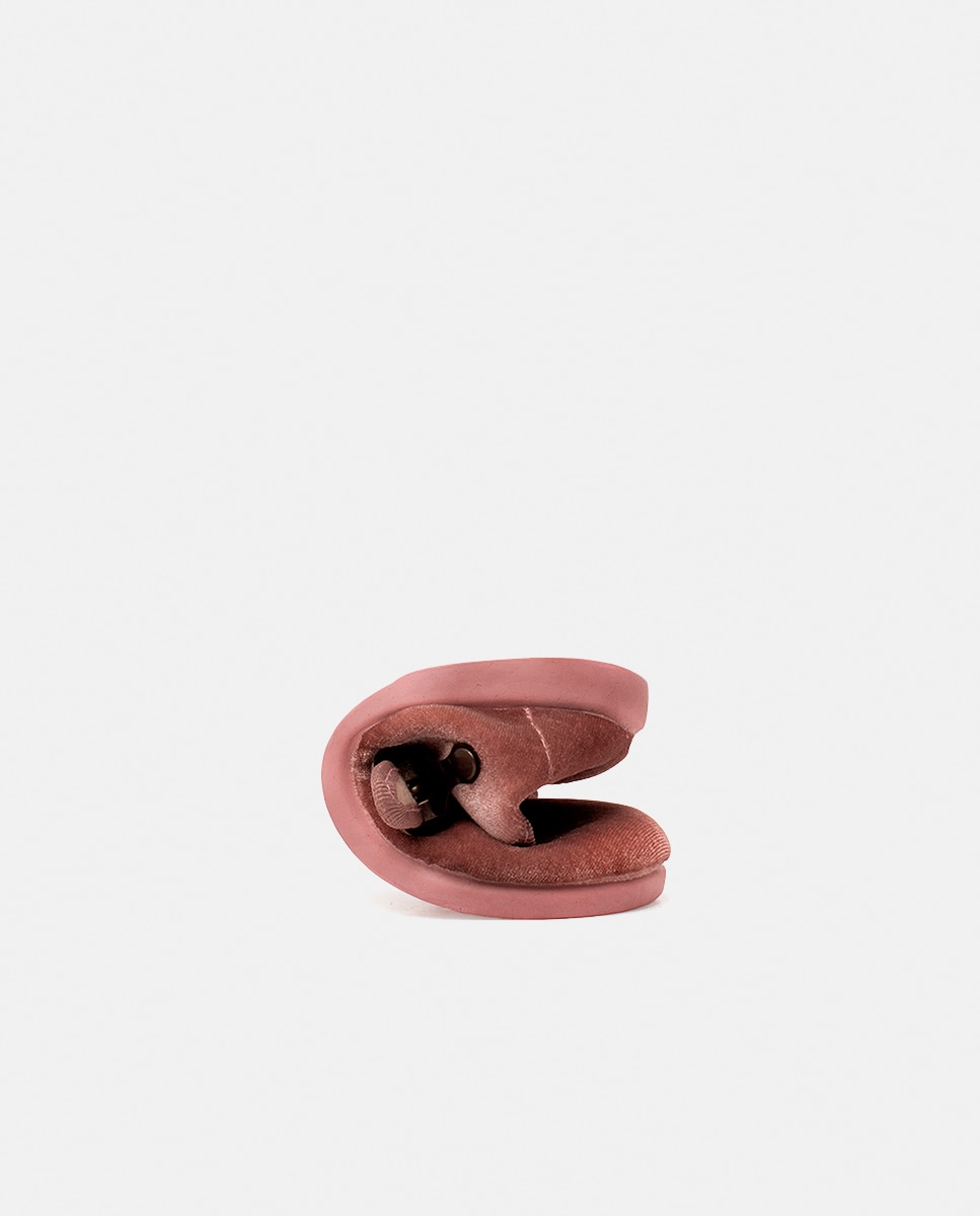 Sapatos de Presilha de Bebé em Veludo com Fecho de Fivela Rosa Nude-5