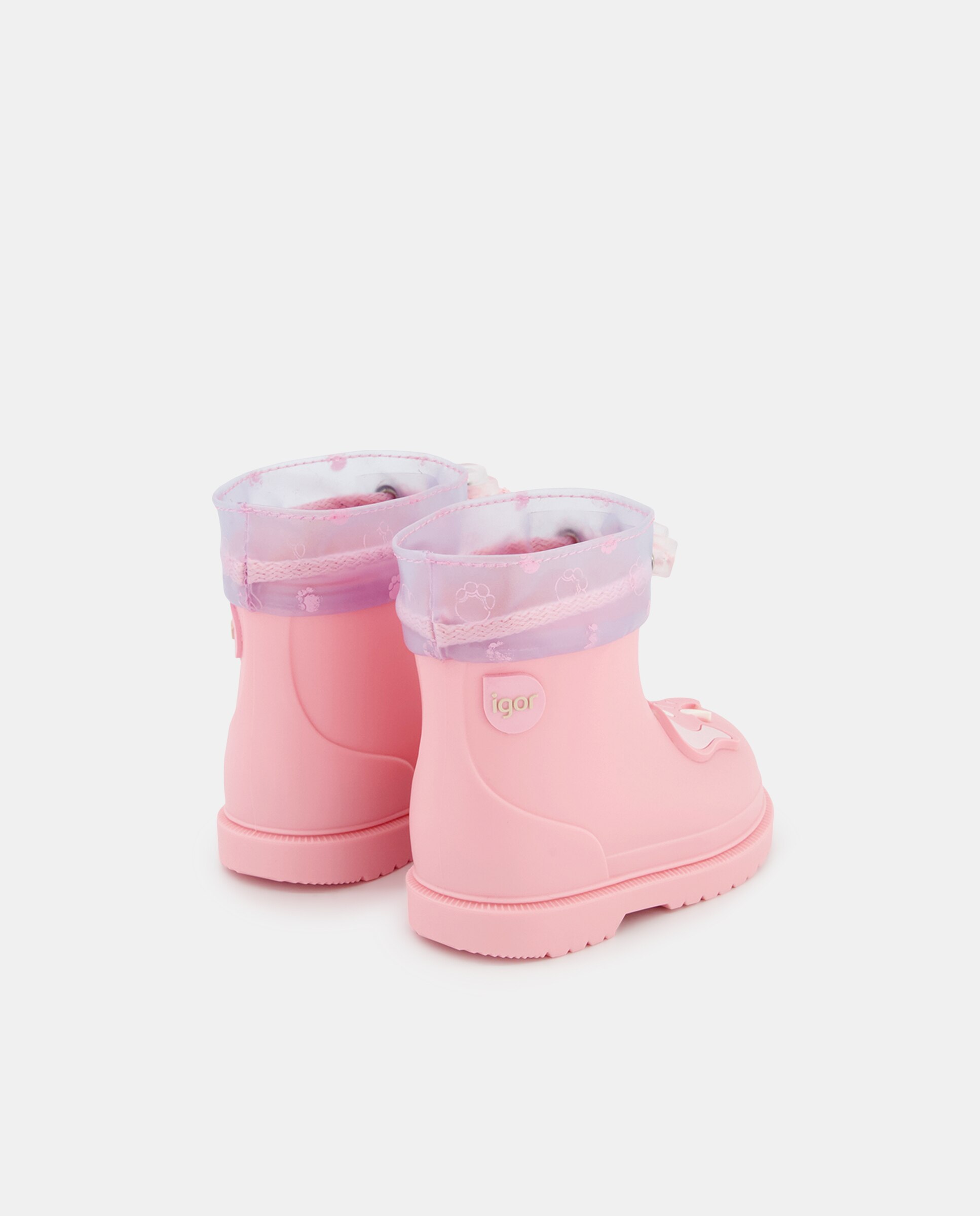 Botas de agua de bebé niña en con cordón ajustable y detalle de elefante - Igor - Rosa Rosa-3