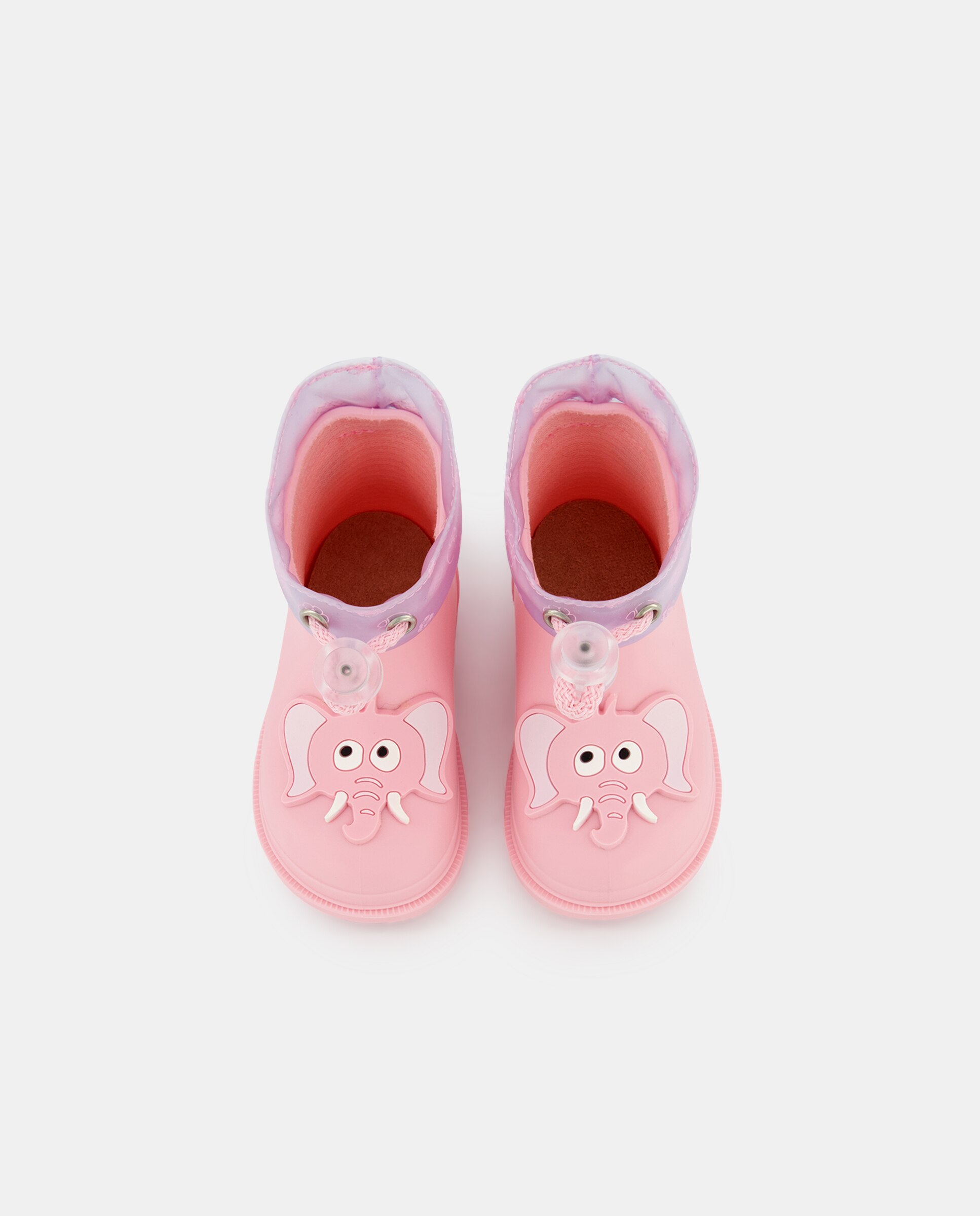 Botas de agua de bebé niña en con cordón ajustable y detalle de elefante - Igor - Rosa Rosa-4
