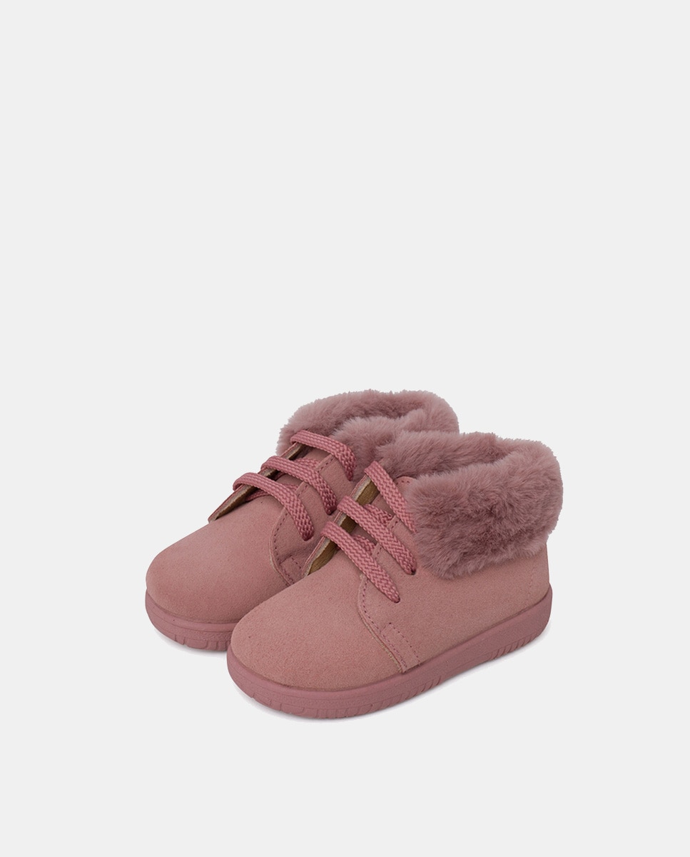 Botas de Bebé em Croute com Boca de Pelo Pisamonas Rosa-3