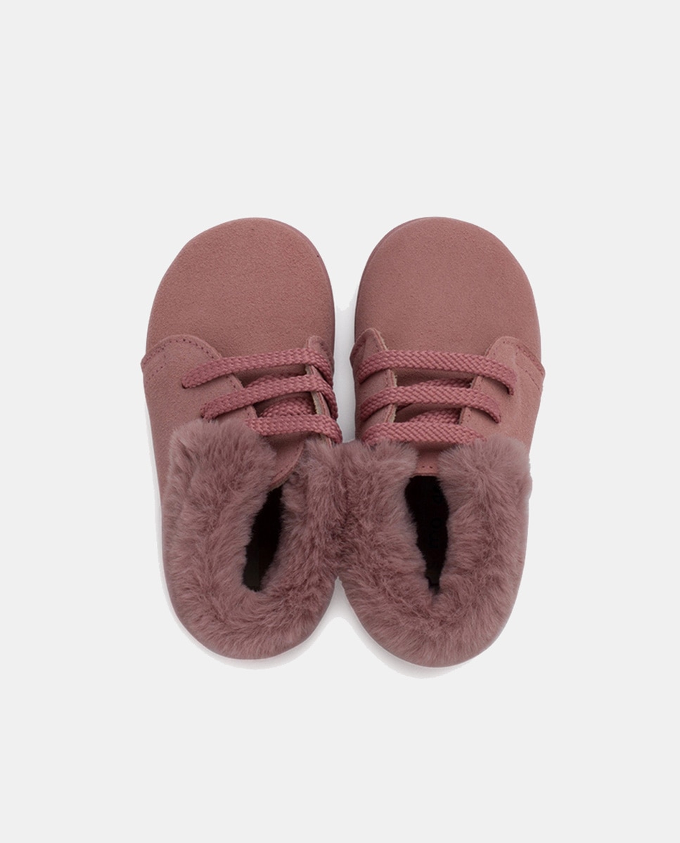 Botas de Bebé em Croute com Boca de Pelo Pisamonas Rosa-4