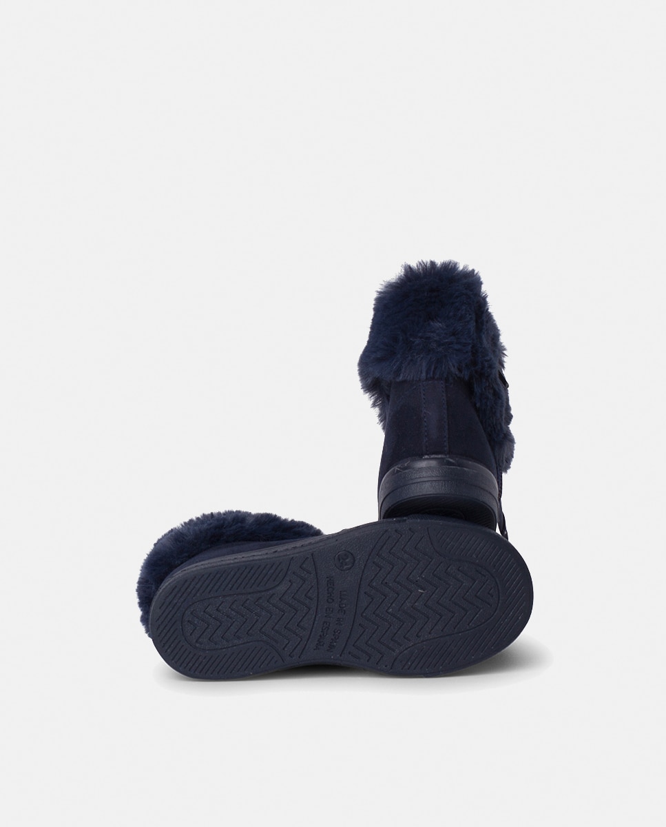 Botas de bebé niña con cuello vuelto de pelo y cremallera en marino - Pisamonas - Azul marino Azul marino-2