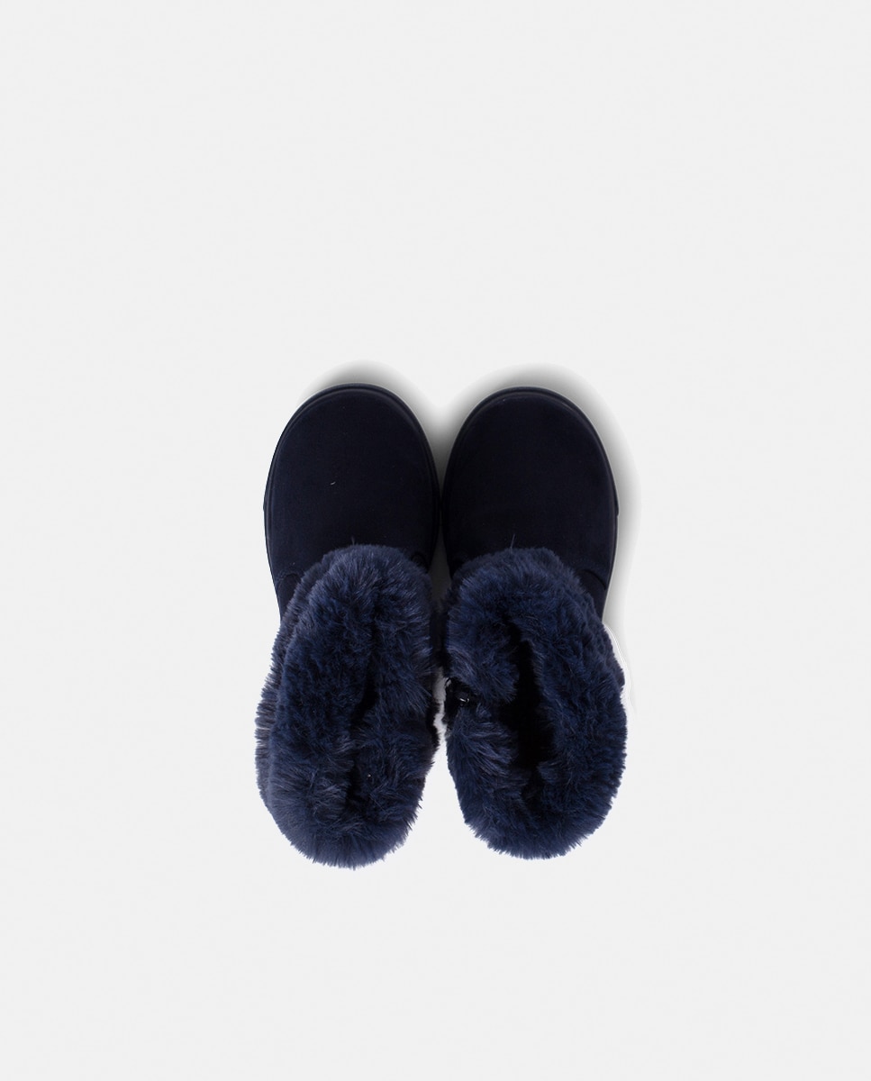 Botas de bebé niña con cuello vuelto de pelo y cremallera en marino - Pisamonas - Azul marino Azul marino-4