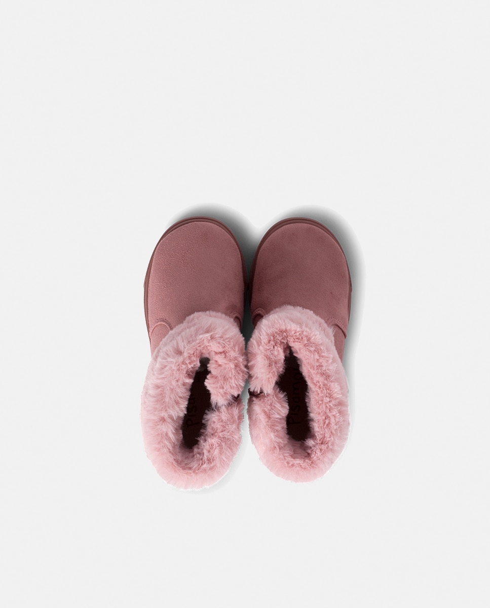 Botas de Bebé com Cano Dobrado de Pelo e Fecho de Correr - Azul-Marinho Pisamonas Rosa-4