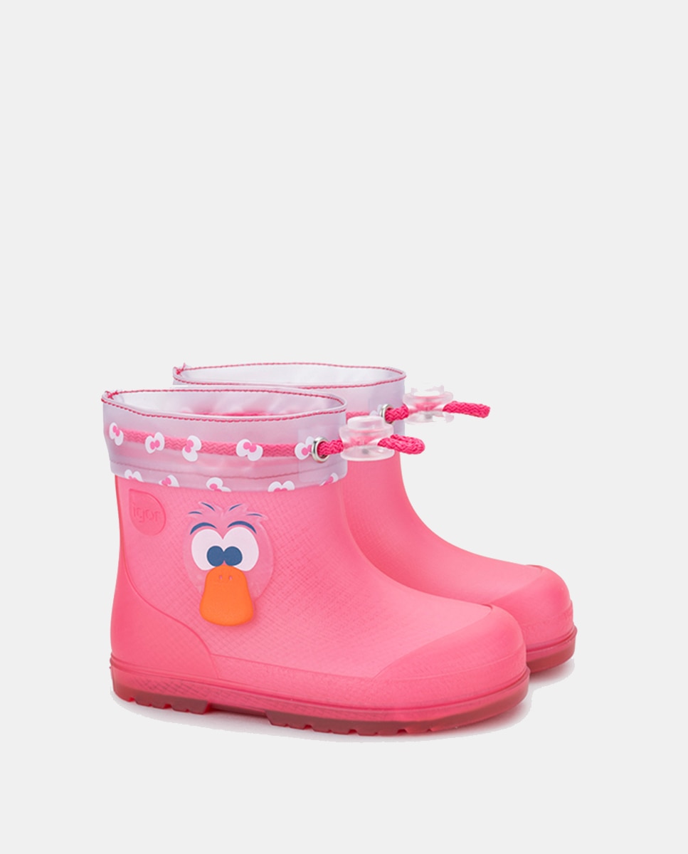 Galochas de Cano Baixo com Detalhe de Pato Lateral em Acabamento Mate e Conceito Barefoot Medium Fúcsia-2