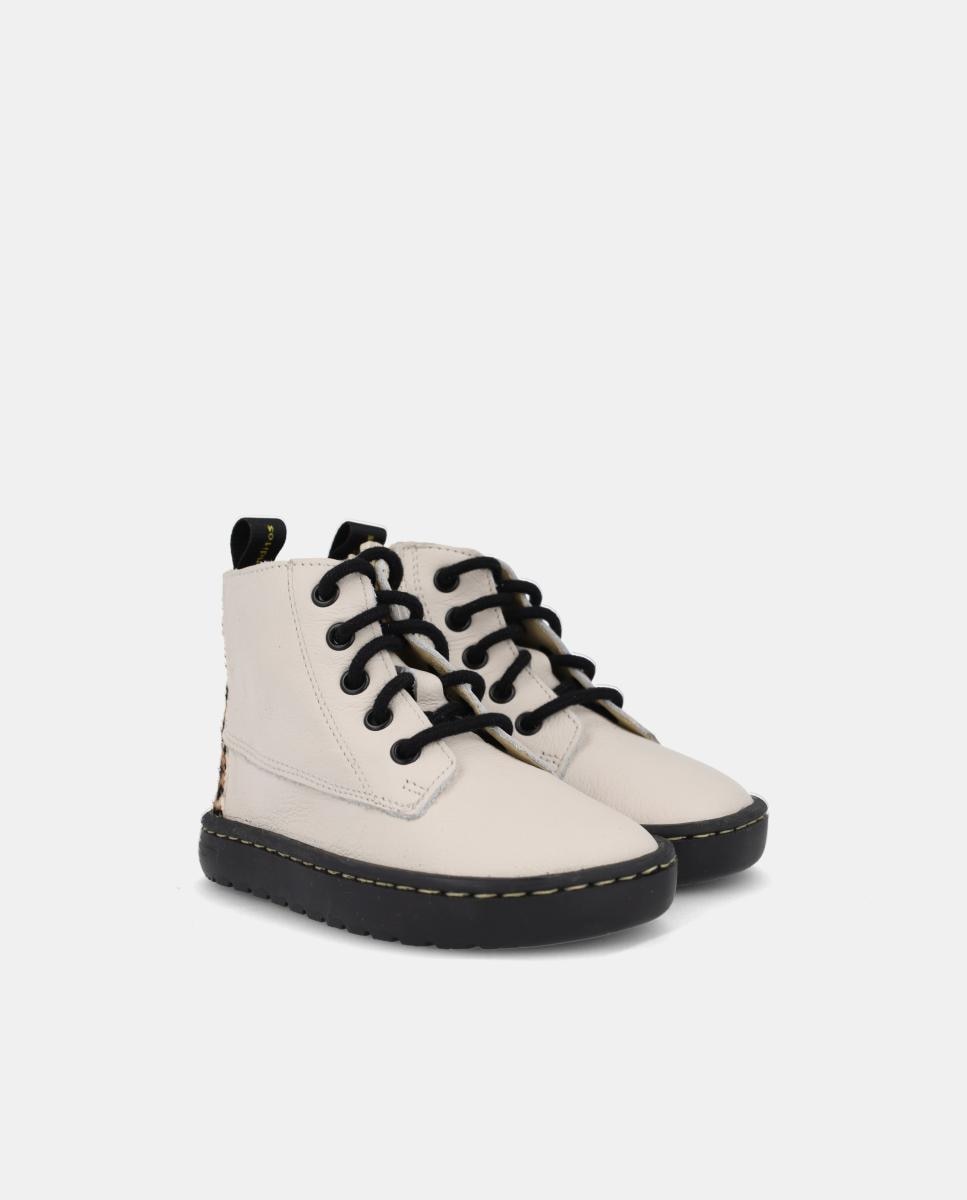 Bota barefoot com fecho zipper e atacadores Branco-2