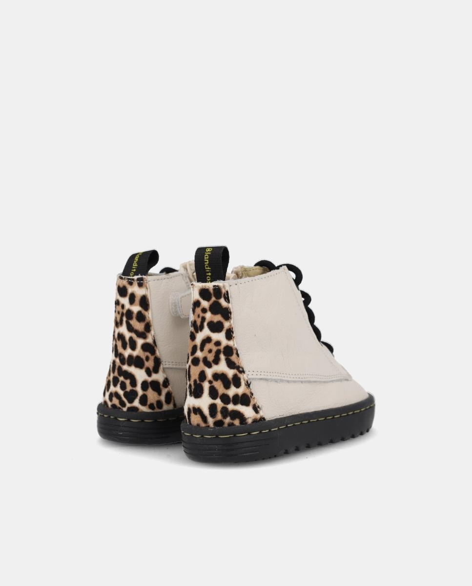 Bota barefoot com fecho zipper e atacadores Branco-3