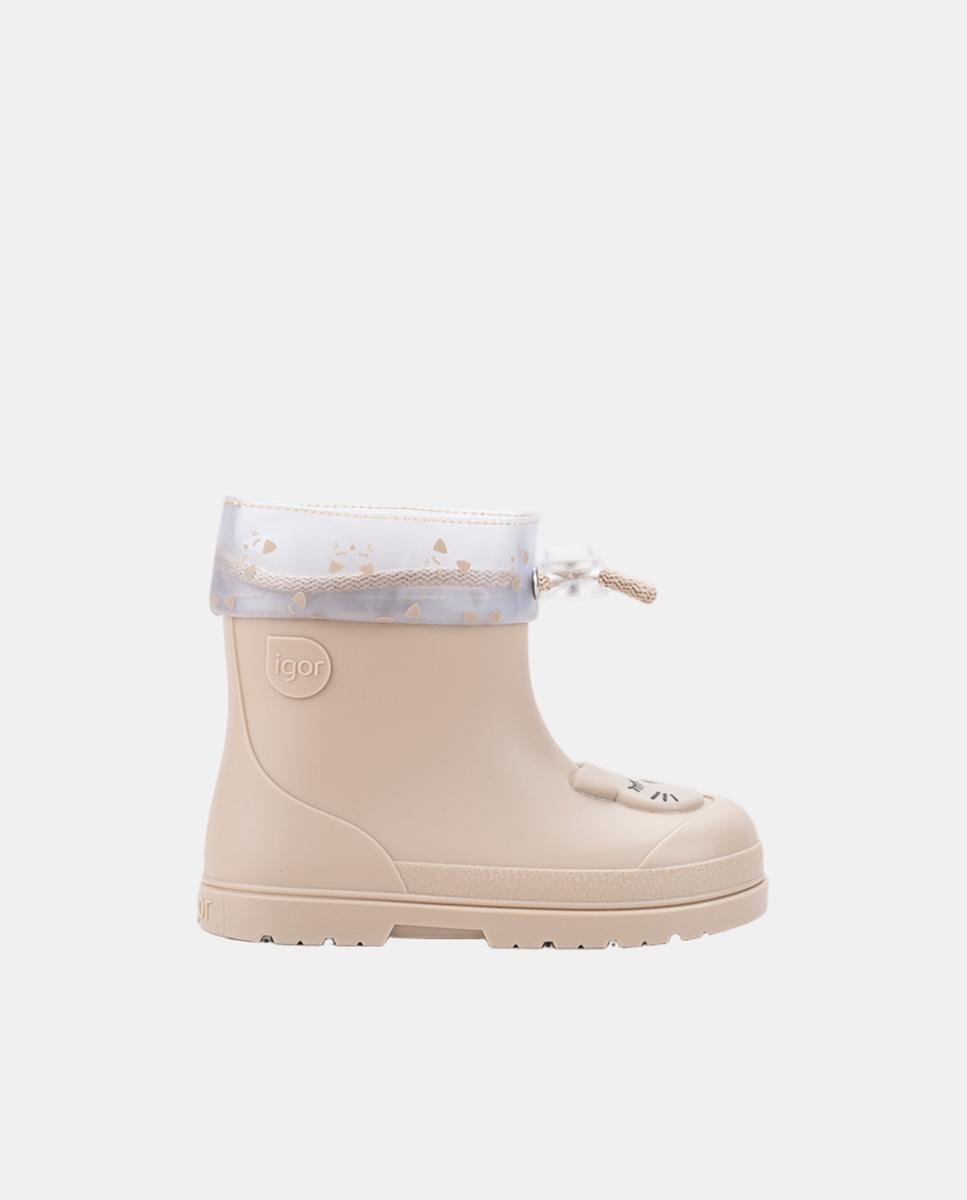 Imagen 0 de Bota de agua de caña baja diseñada en concepto barefoot, motivo GATO Beige