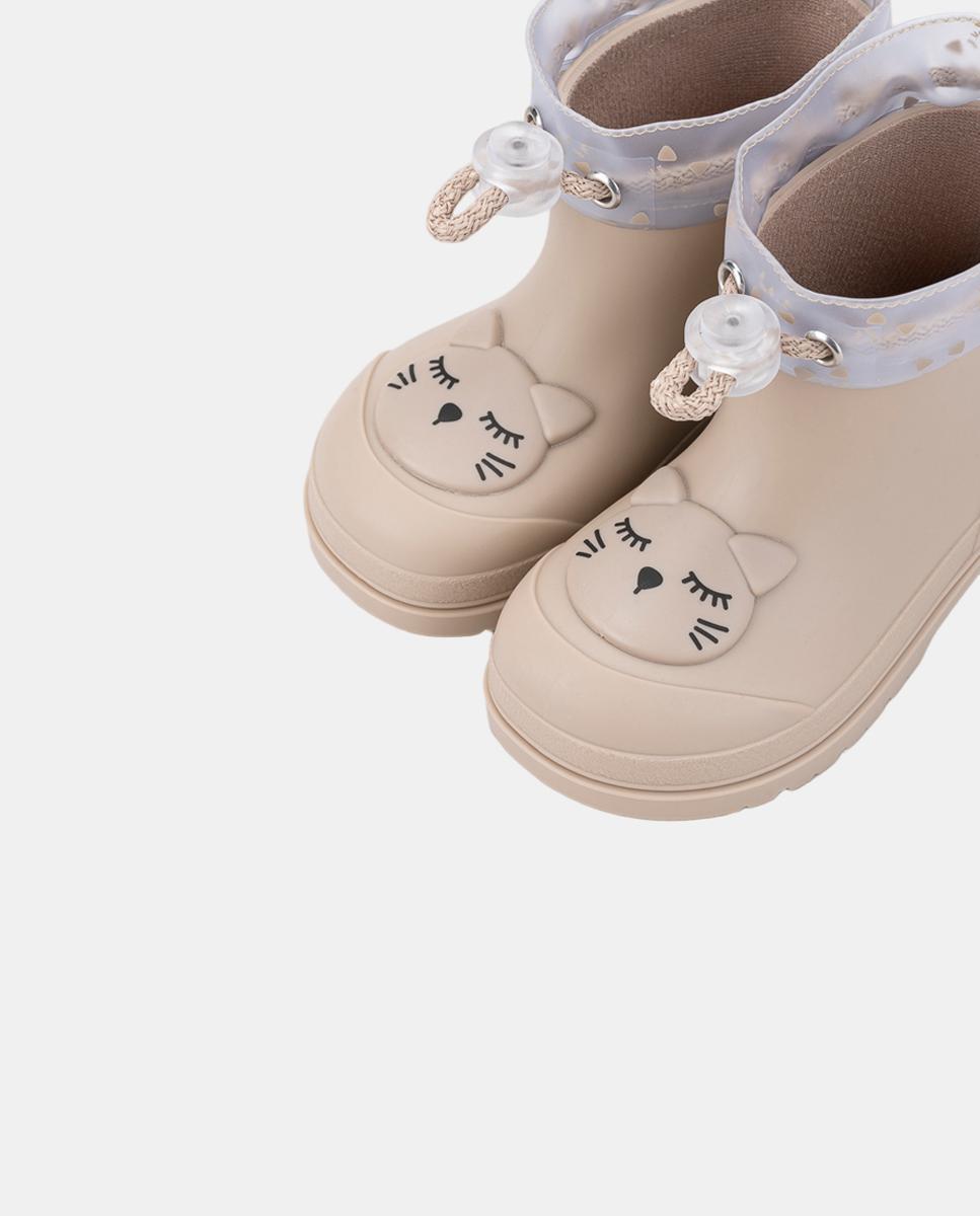 Bota de agua de caña baja diseñada en concepto barefoot, motivo GATO - Igor - Beige Beige-3