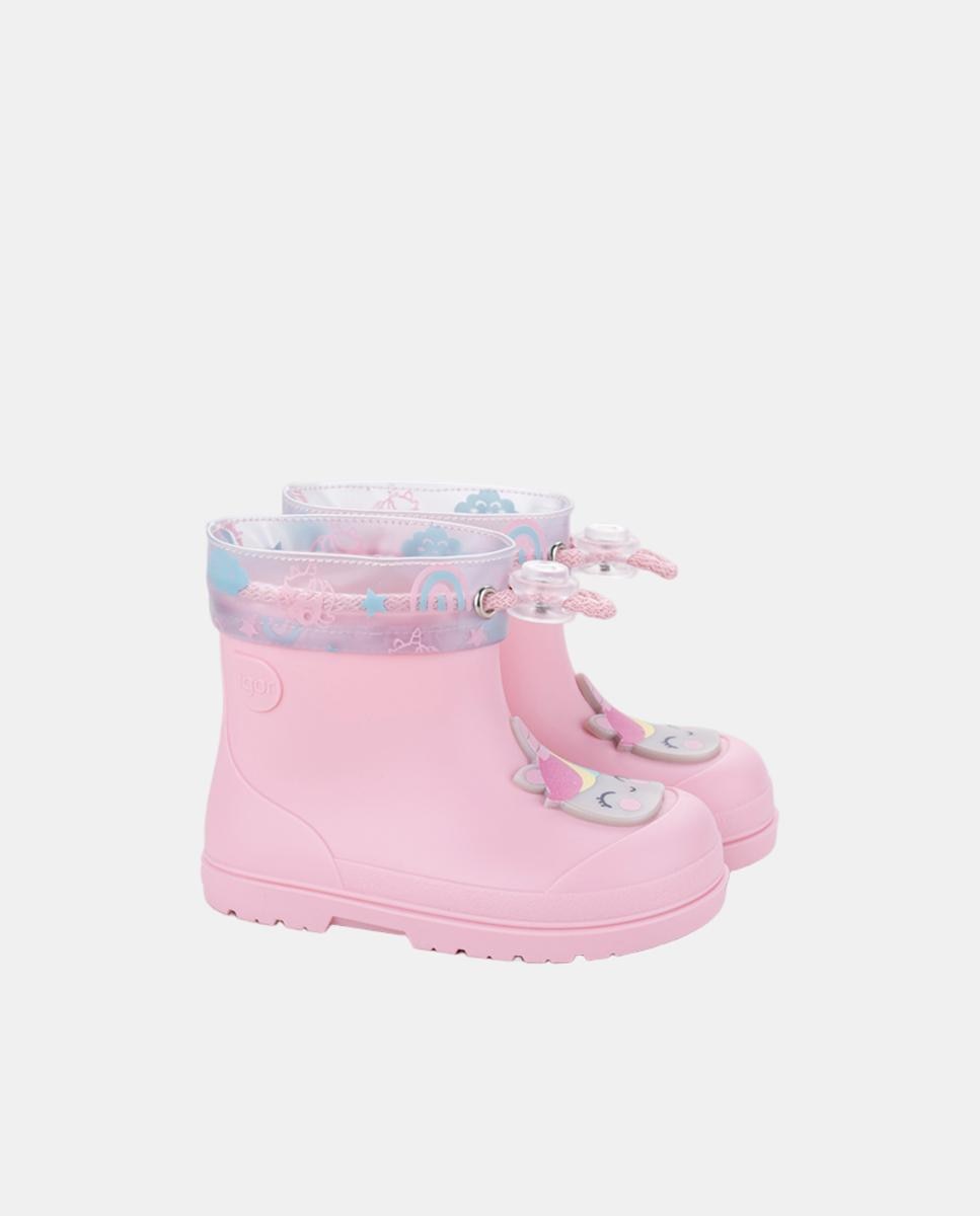 Galochas de Cano Baixo com Conceito Barefoot e Motivo de Unicórnio Rosa-claro-2