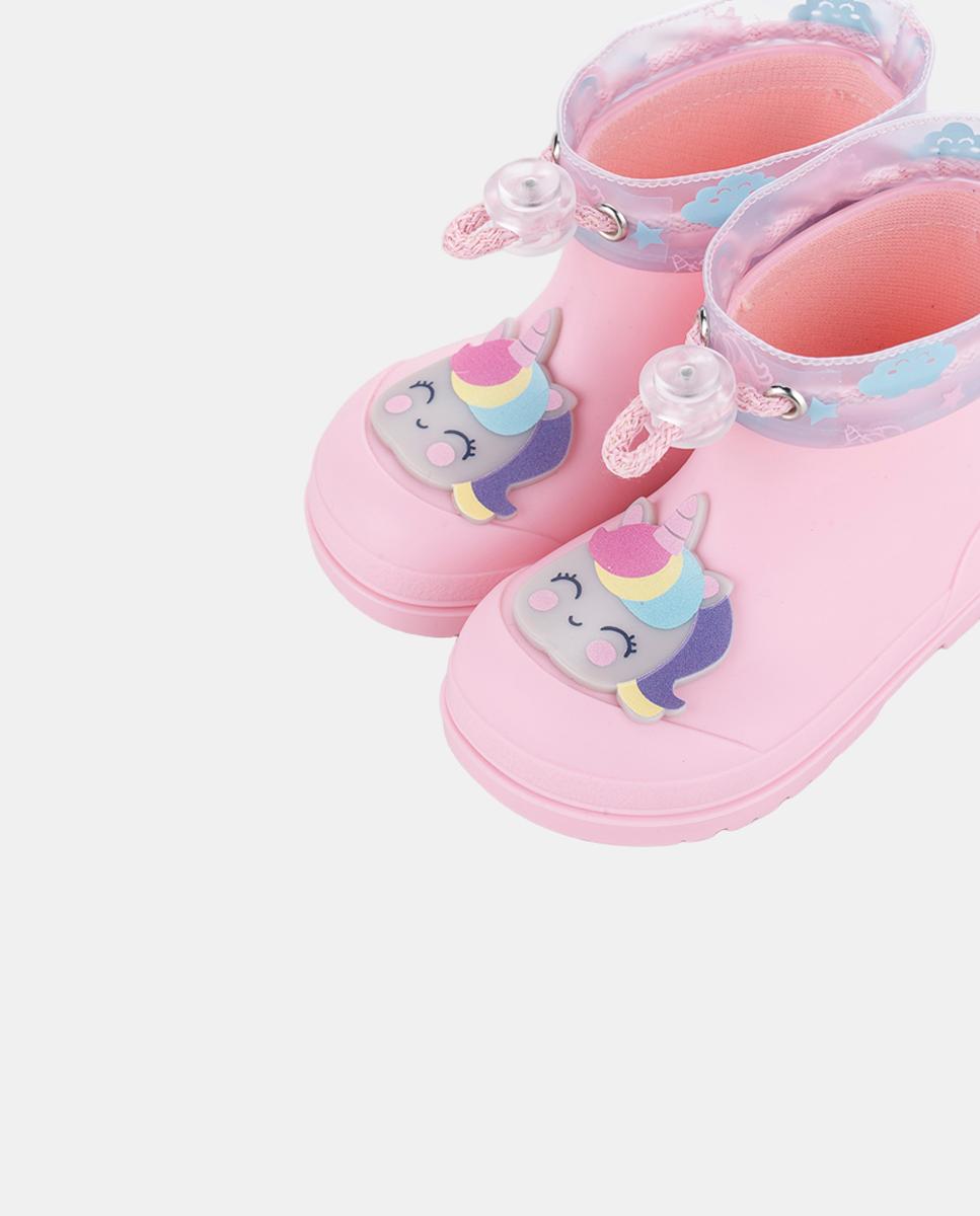 Galochas de Cano Baixo com Conceito Barefoot e Motivo de Unicórnio Rosa-claro-3