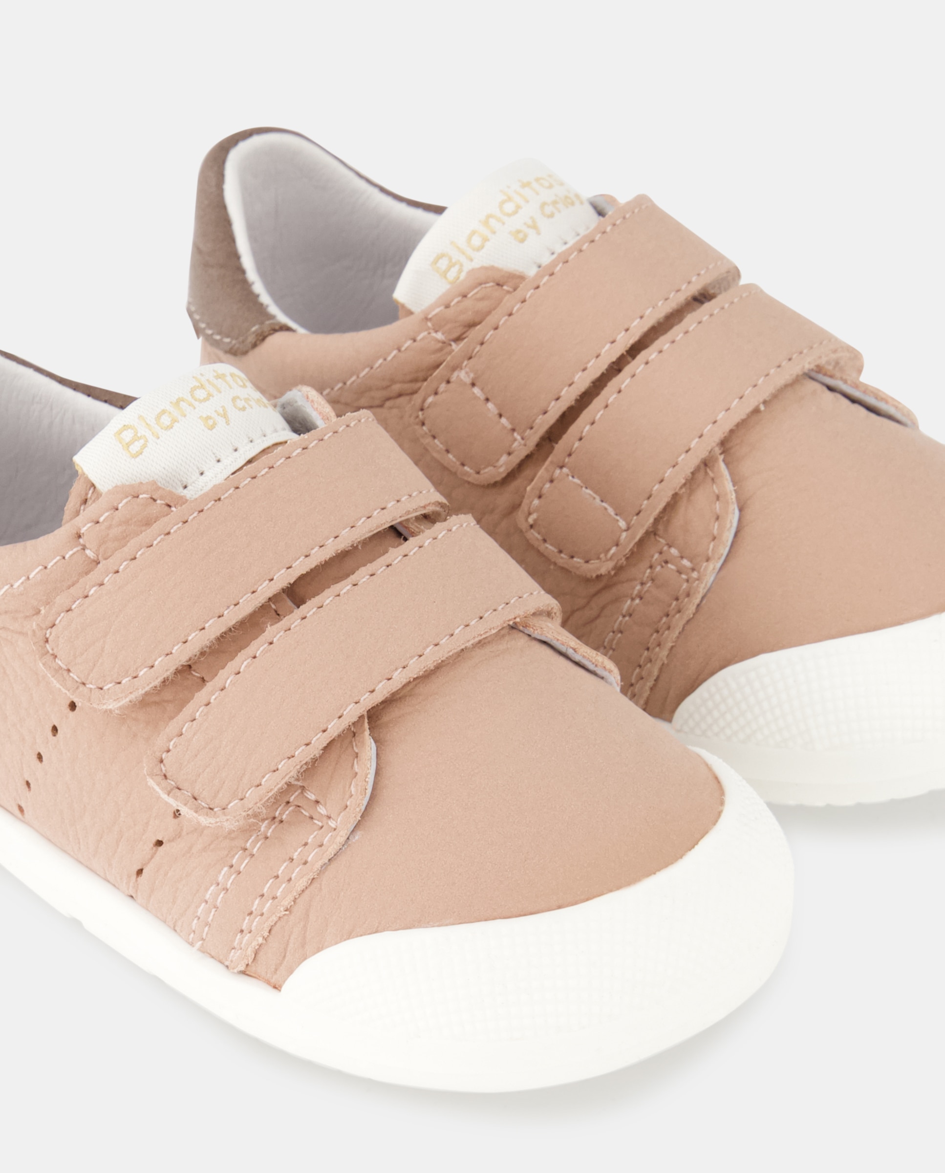 Zapatillas Paris de bebé niña tipo casco bajas con doble cierre adherente - Blanditos - Rosa Rosa-5