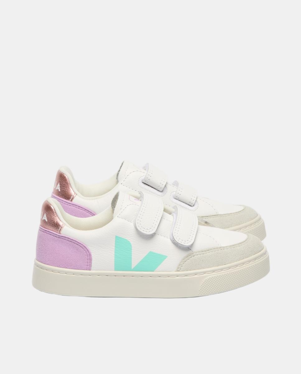 Sapatilhas de Couro de Bebé Modelo v-12 Branco Total-1