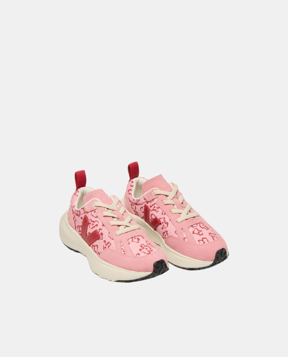Sapatilhas infantis modelo small canary em alveomesh com atacadores elásticos Rosa-3