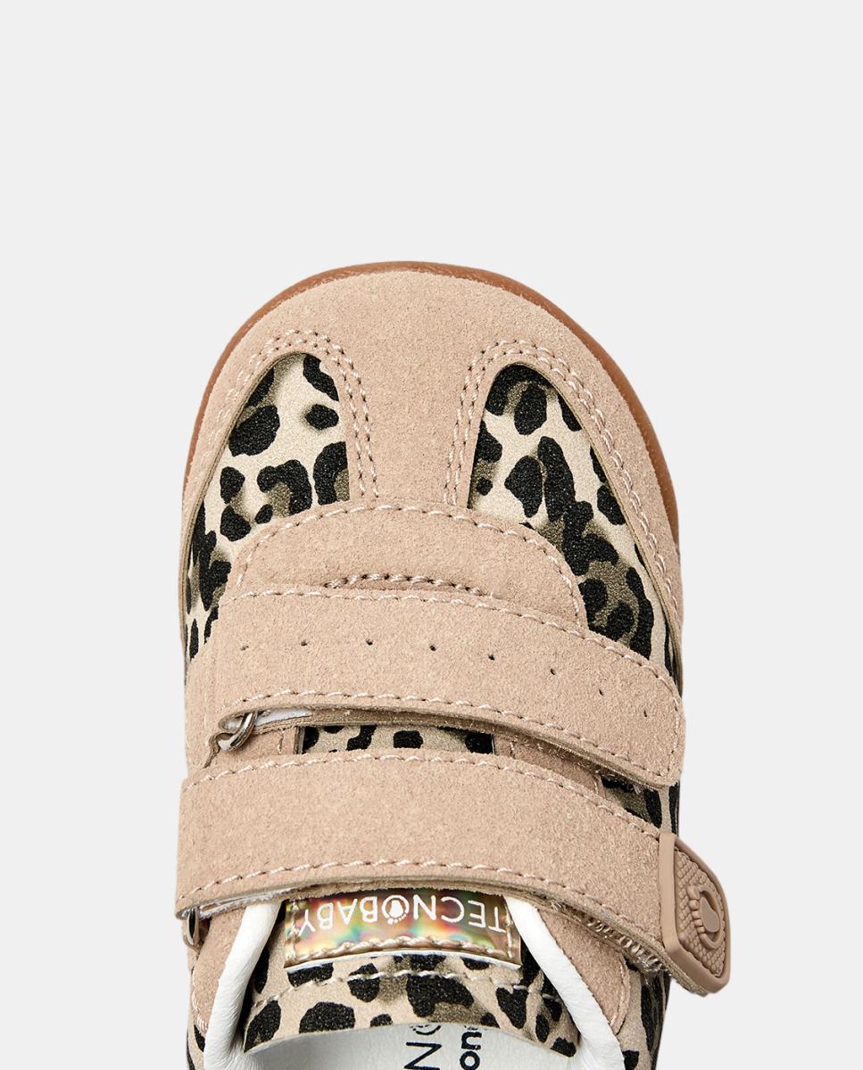 Sapatilhas Barefoot leopardo areia TECNOBABY BY CONGUITOS Castanho-claro-3