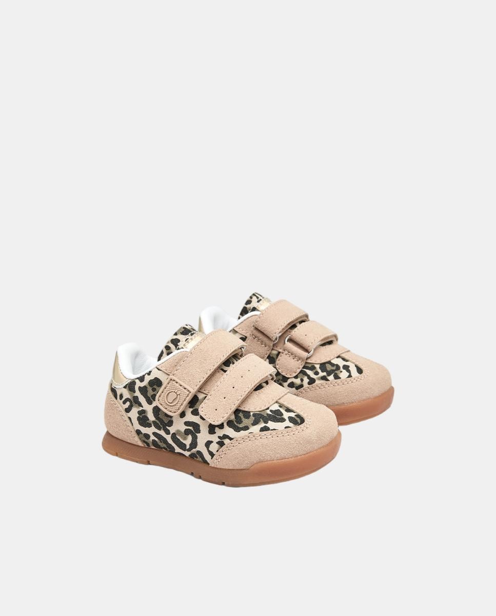 Sapatilhas Barefoot leopardo areia TECNOBABY BY CONGUITOS Castanho-claro-4
