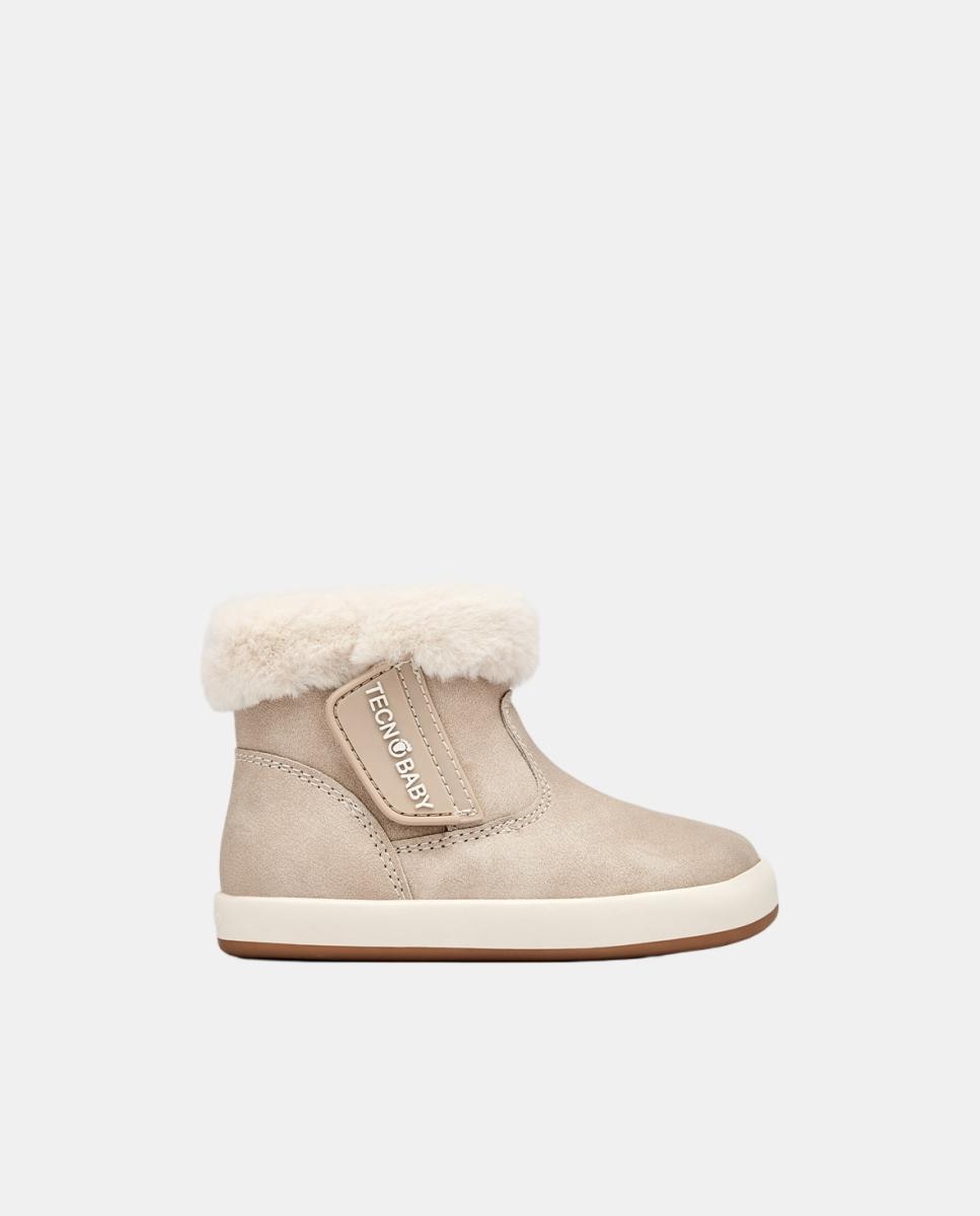 Bota Barefoot con pelo tan bebé niña - TECNOBABY BY CONGUITOS - Beige Beige-1