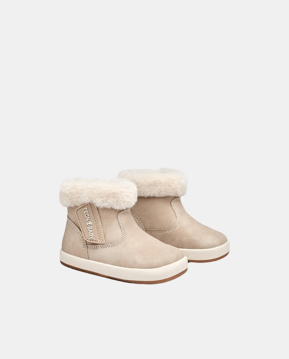 Bota Barefoot con pelo tan bebé niña - TECNOBABY BY CONGUITOS - Beige Beige-2