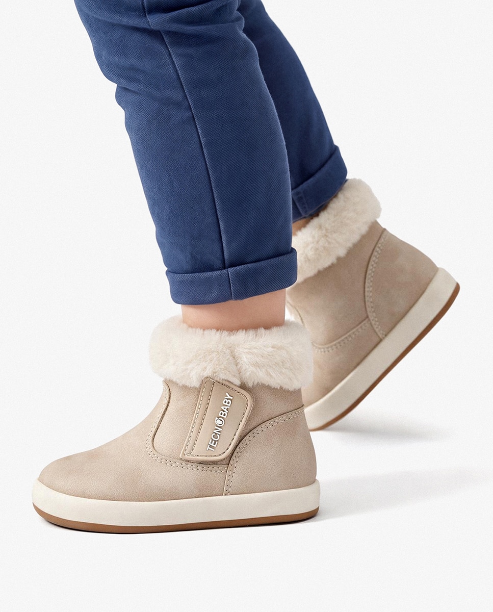 Bota Barefoot con pelo tan bebé niña - TECNOBABY BY CONGUITOS - Beige Beige-5