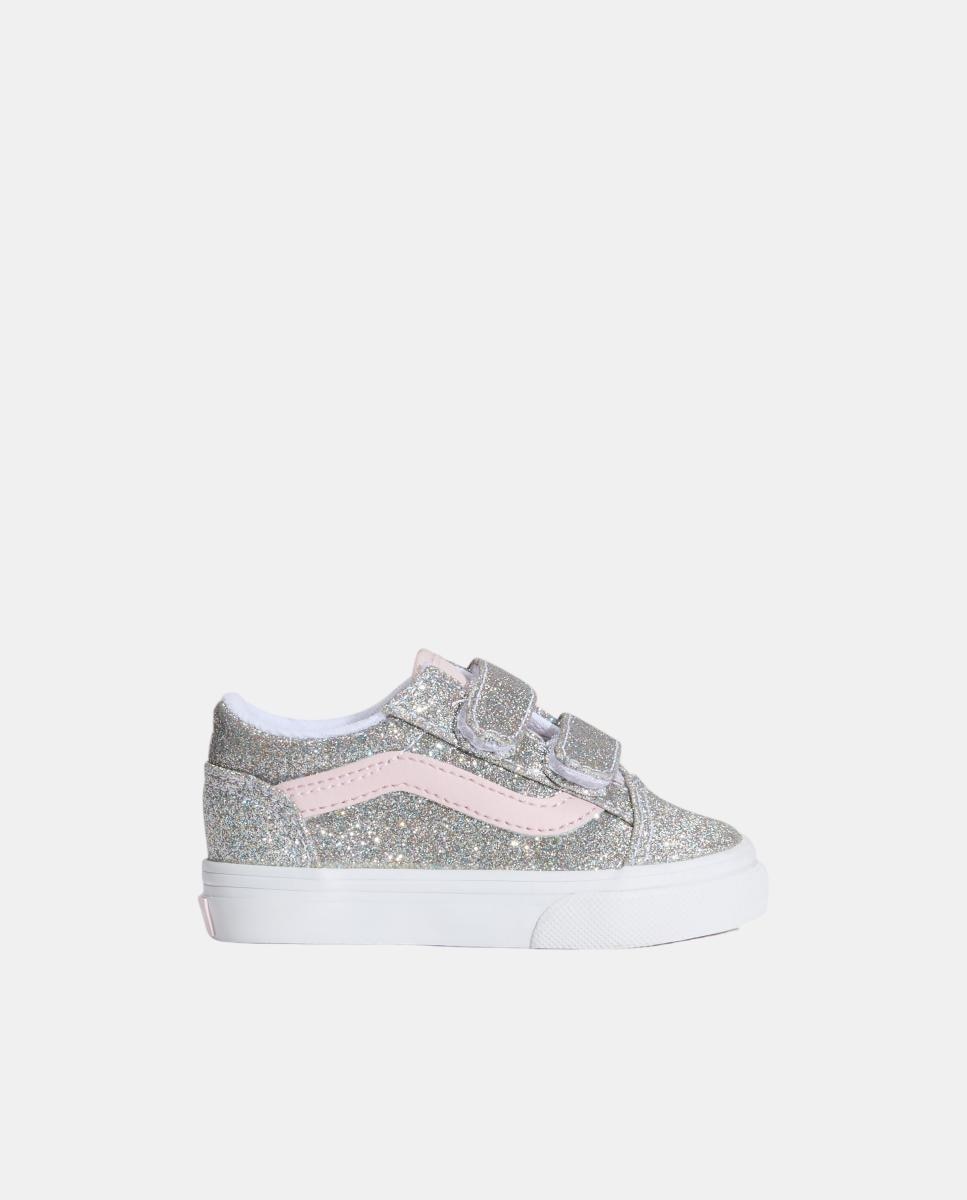 Imagem 0 de Sapatilhas causal modelo Old Skool Velcro Vans, em acabado purpurina.