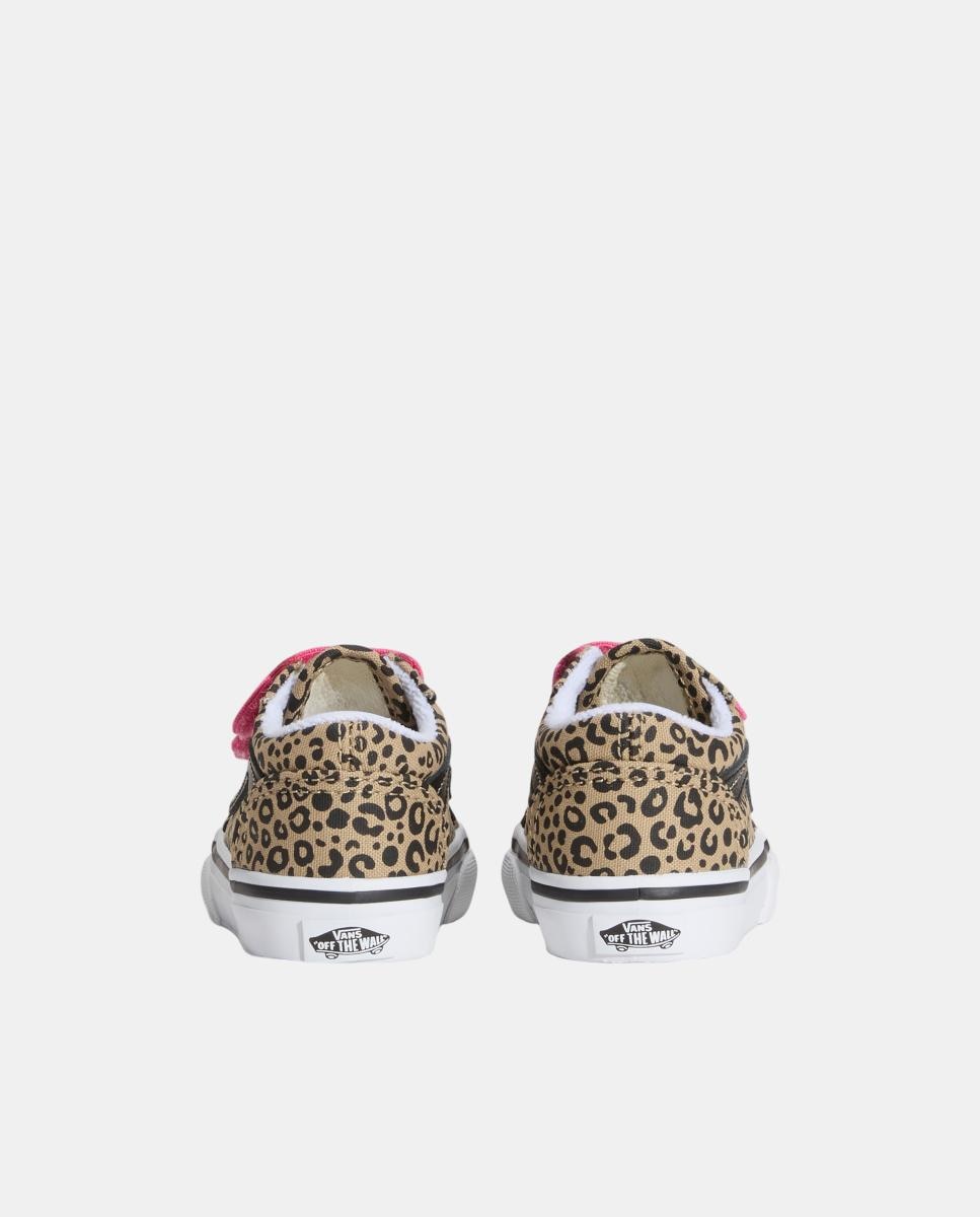 Zapatilla casual bebé modelo Old Skool Velcro Vans, con estampado de leopardo. - Marrón Marrón-2
