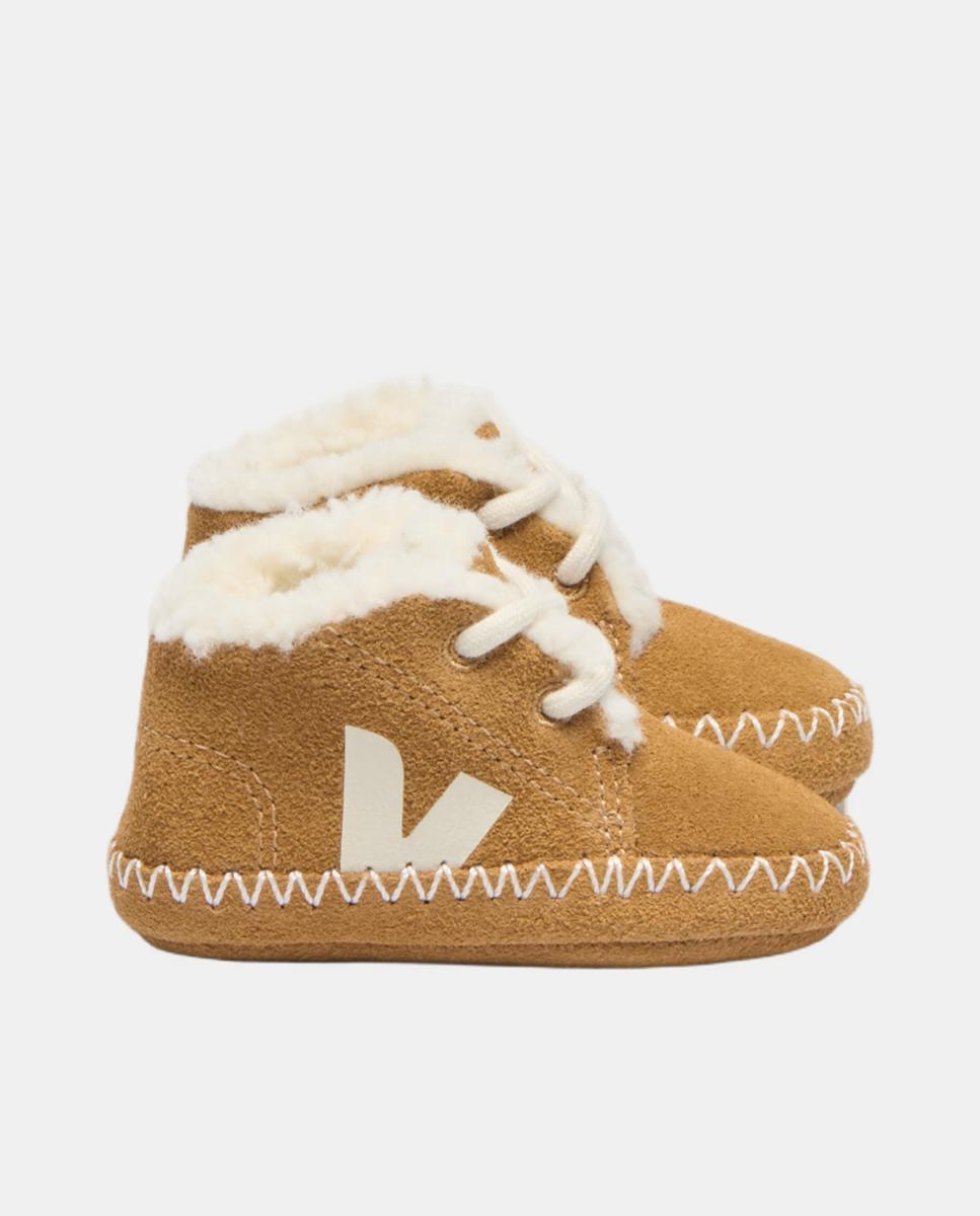 Sapatilhas de Bebé em Camurça Modelo Winter Light ZZ Veja Castanho Suave-1