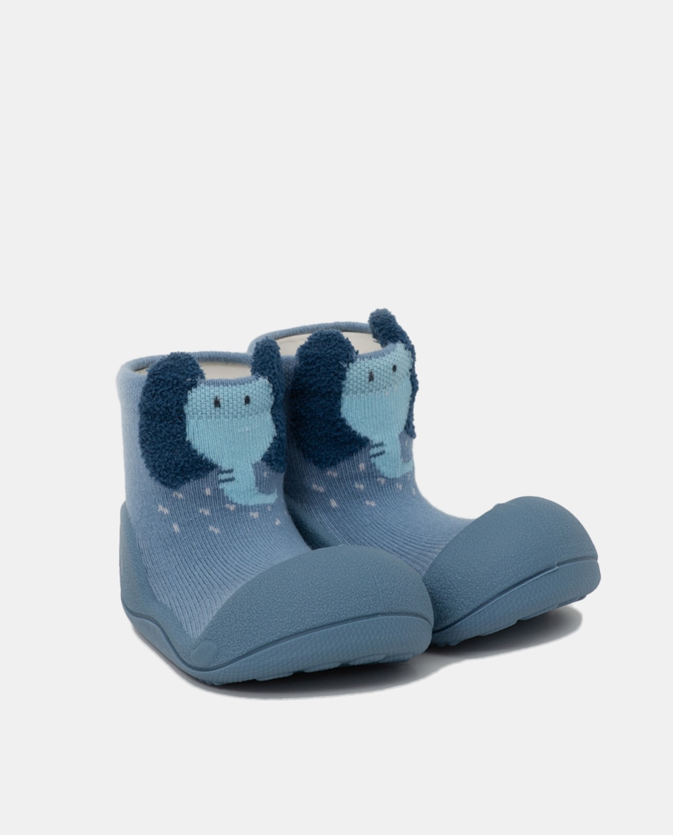 Pantufas de Bebé com Desenho de Elefante e em Algodão - Azul Attipas Azul-5