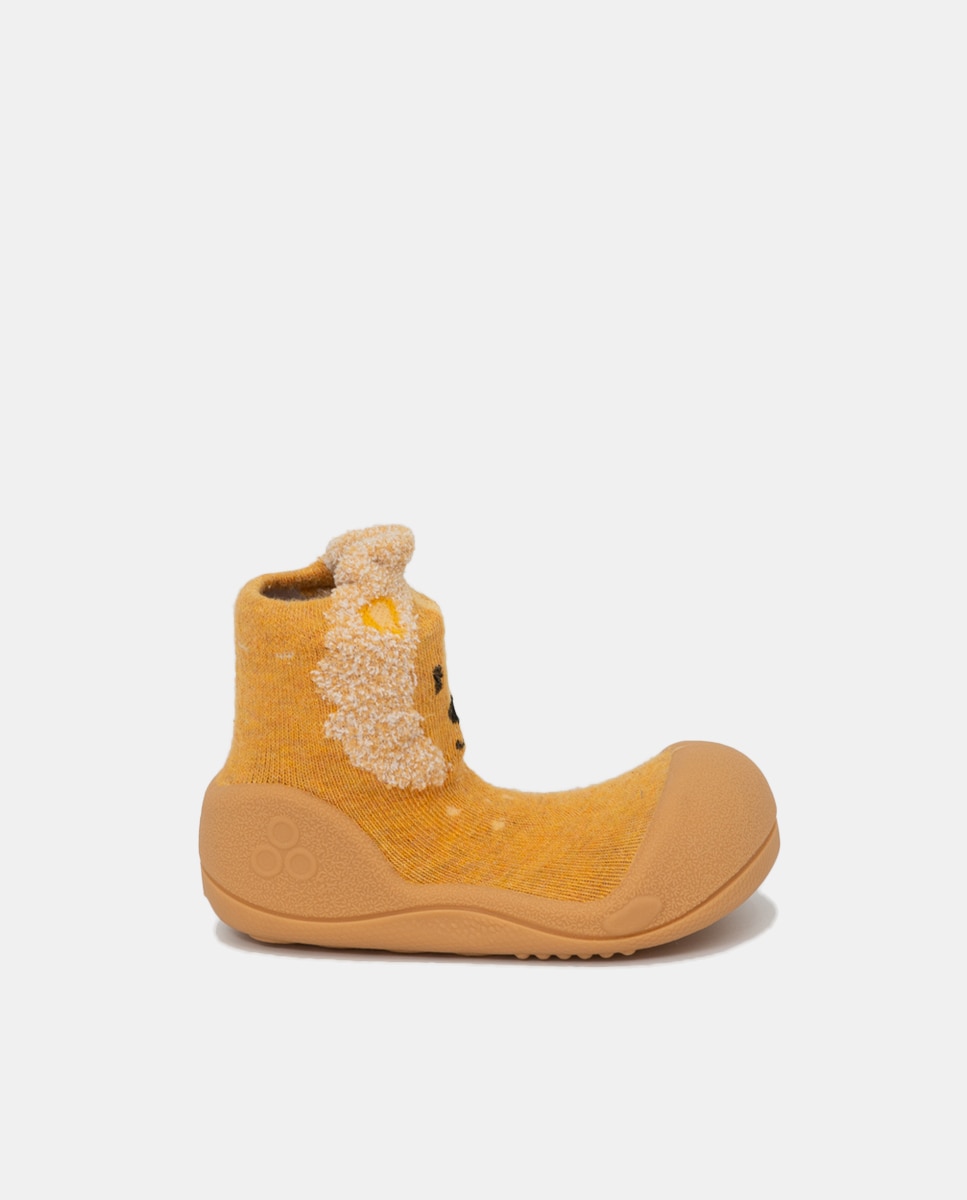 Pantufas de Bebé com Desenho de Leão e em Algodão - Amarelo Attipas Amarelo-1