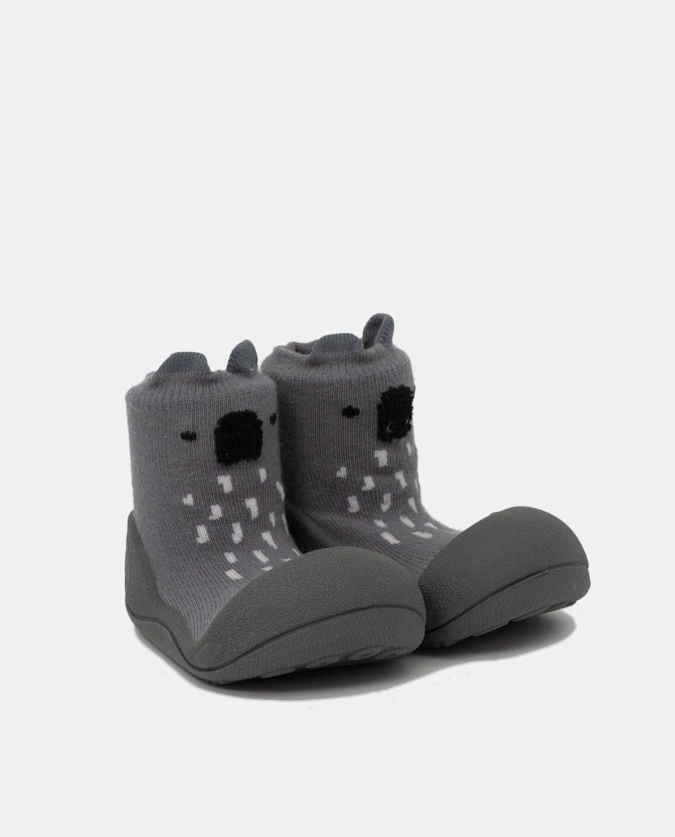 Pantufas de Bebé com Desenho de Coala e em Algodão - Cinzento Attipas Cinzento-3