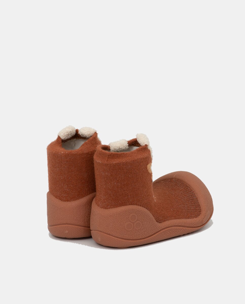 Pantufas de Bebé com Desenho de Veado e em Algodão - Castanho Attipas Castanho-5