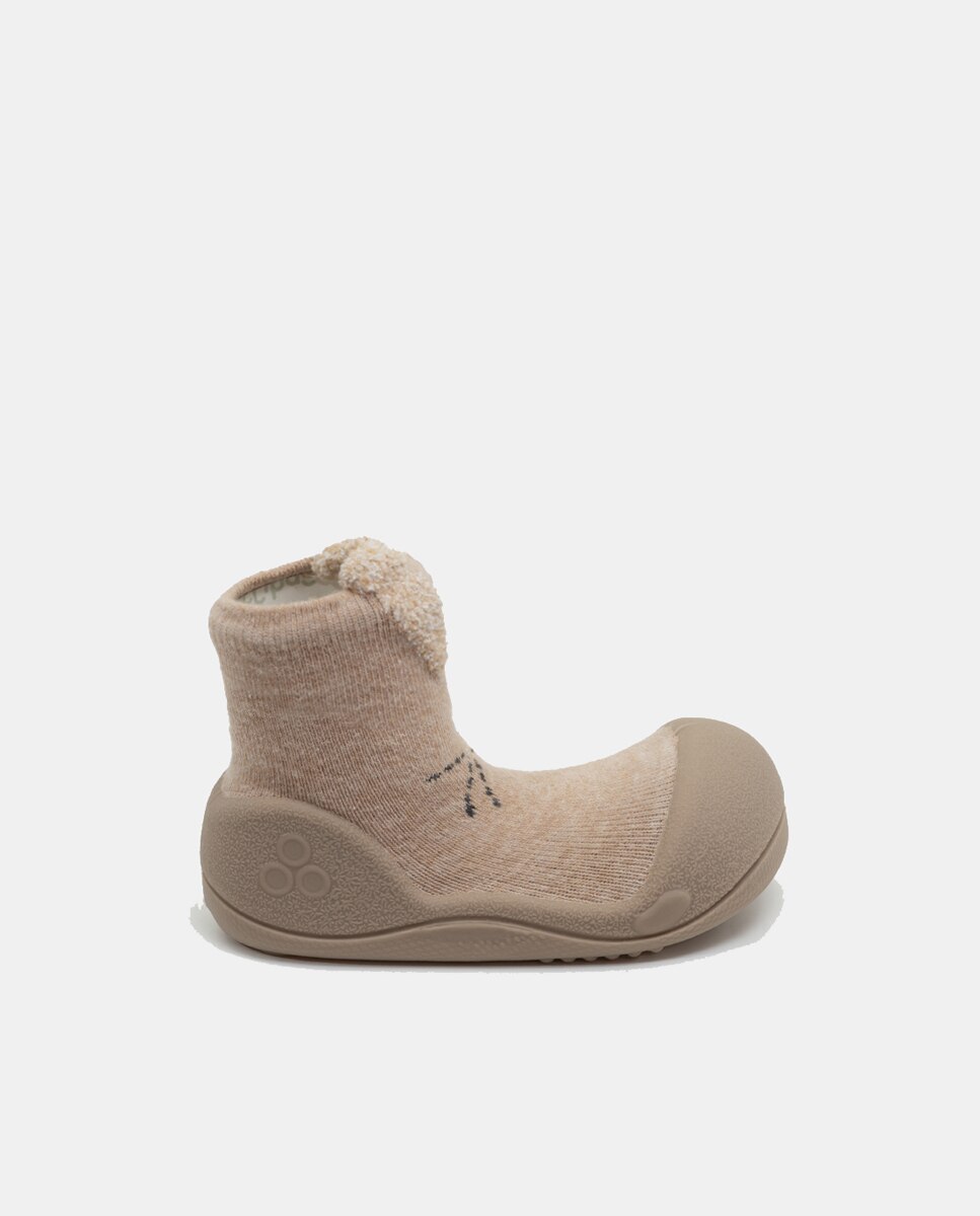 Pantufas de Bebé com Desenho de Coelho e em Algodão Attipas Bege-1