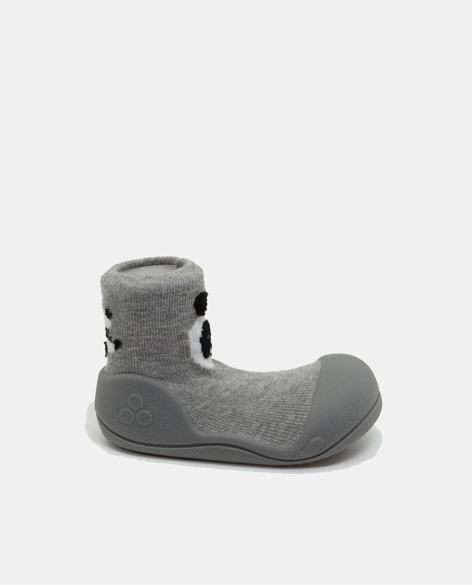 Pantufas de Bebé com Desenho de Panda e em Algodão Attipas Cinzento-1