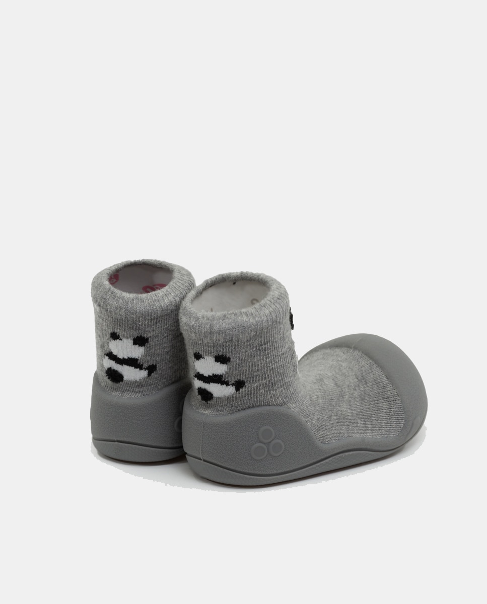 Pantufas de Bebé com Desenho de Panda e em Algodão Attipas Cinzento-3