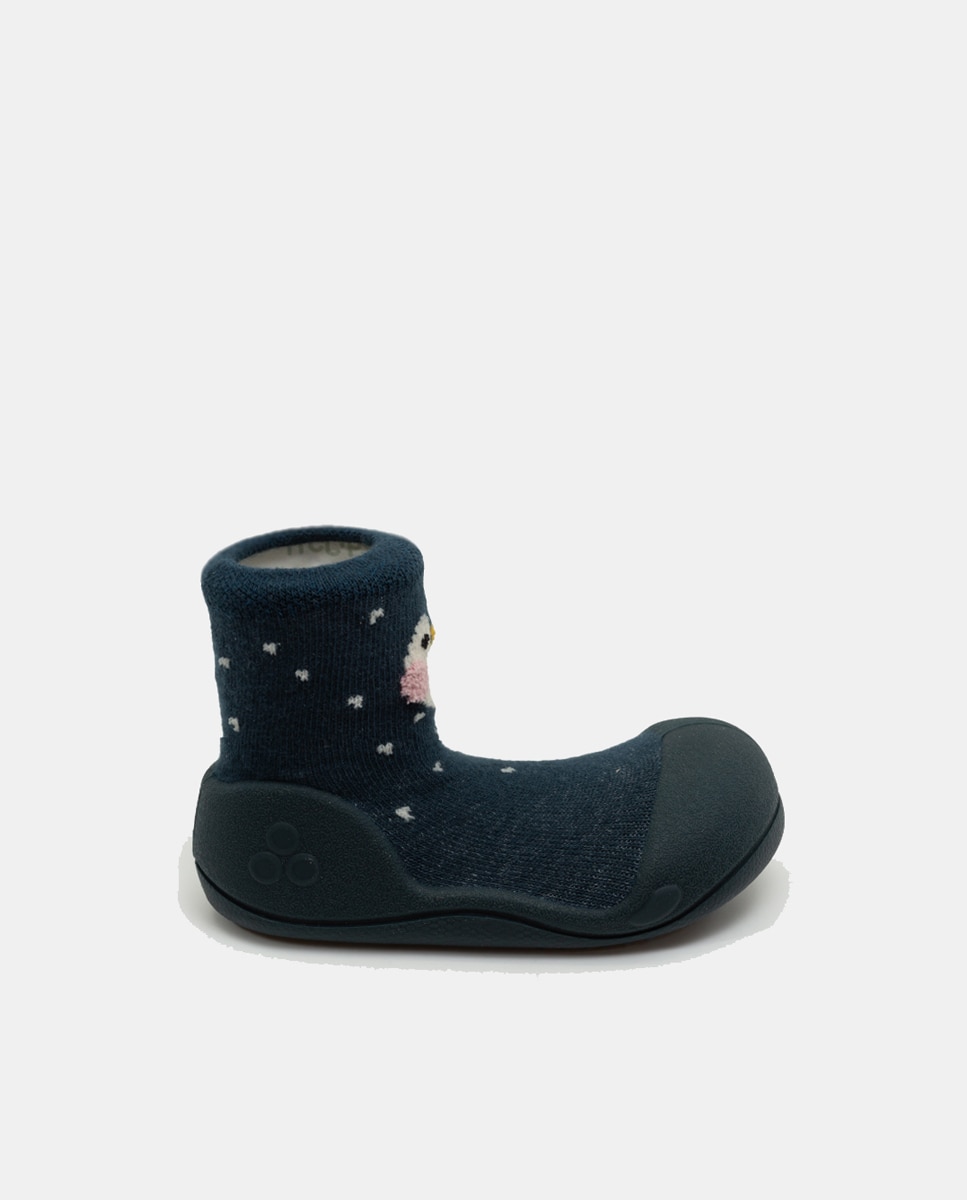 Pantufas de Bebé com Desenho de Pinguim e em Algodão Attipas Azul-marinho-1