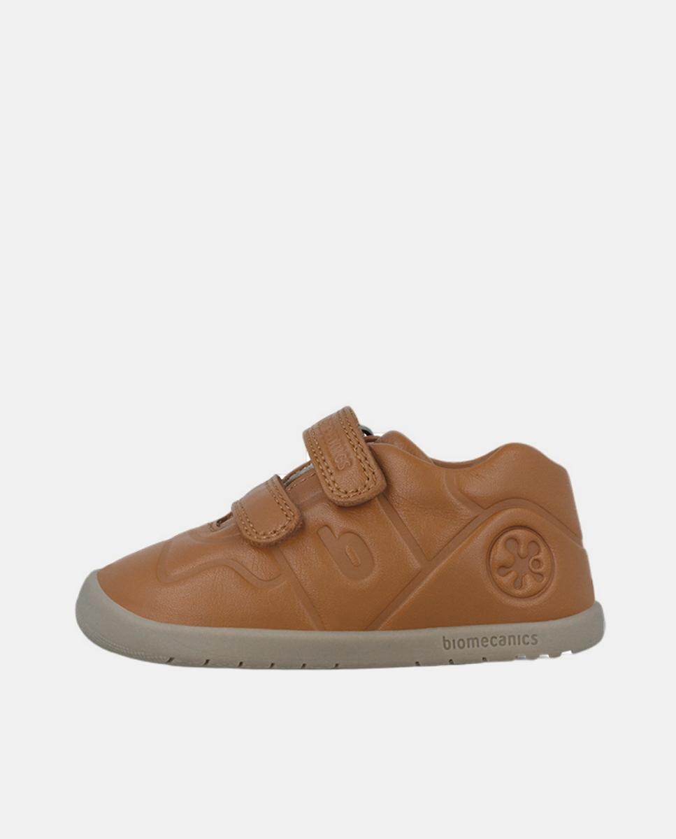 Sapatos Básicos em Pele com Velcro Duplo Couro-5