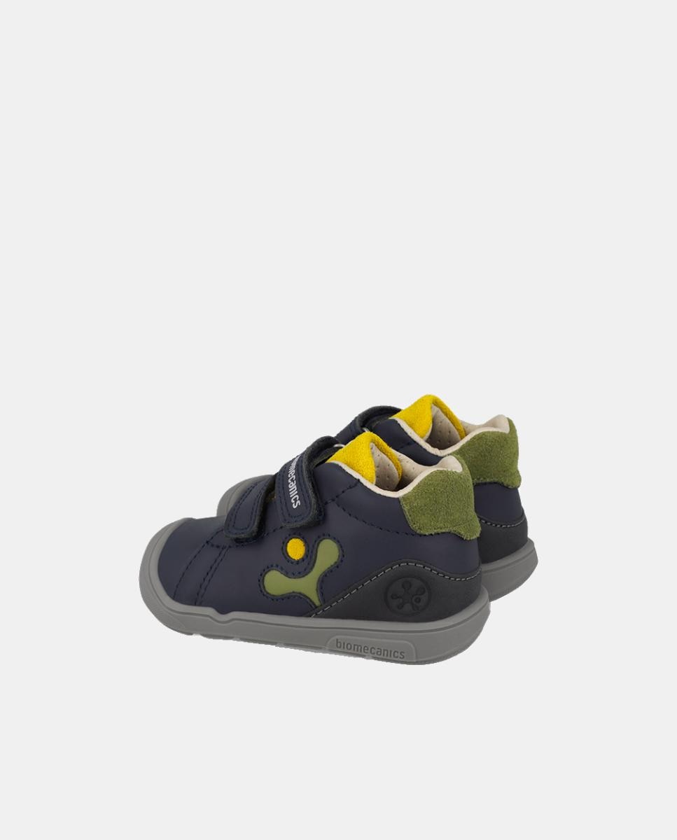 Botins Barefoot em Pele para Primeiros Passos com Biqueira Reforçada Biomecanics Azul-marinho-3