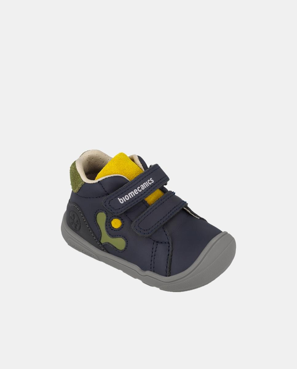 Botins Barefoot em Pele para Primeiros Passos com Biqueira Reforçada Biomecanics Azul-marinho-4