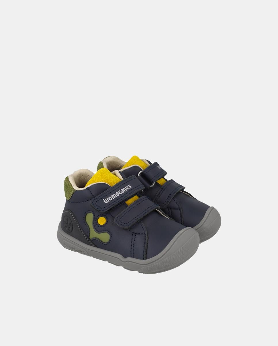 Botins Barefoot em Pele para Primeiros Passos com Biqueira Reforçada Biomecanics Azul-marinho-5
