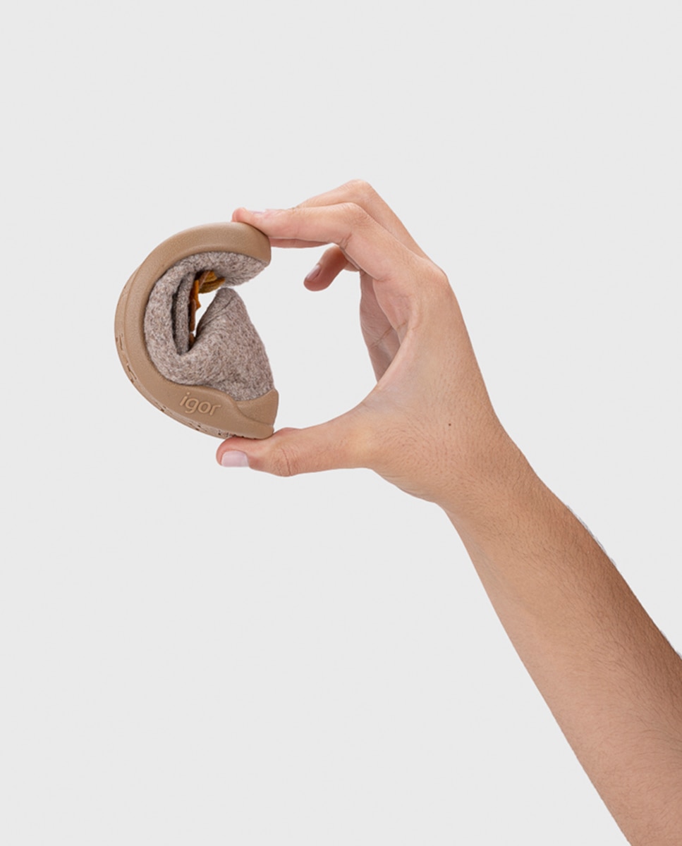 Zapatilla de estar por casa para niños y niñas con detalle de león, de concepto barefoot. - Igor - Marrón Suave Marrón Suave-9
