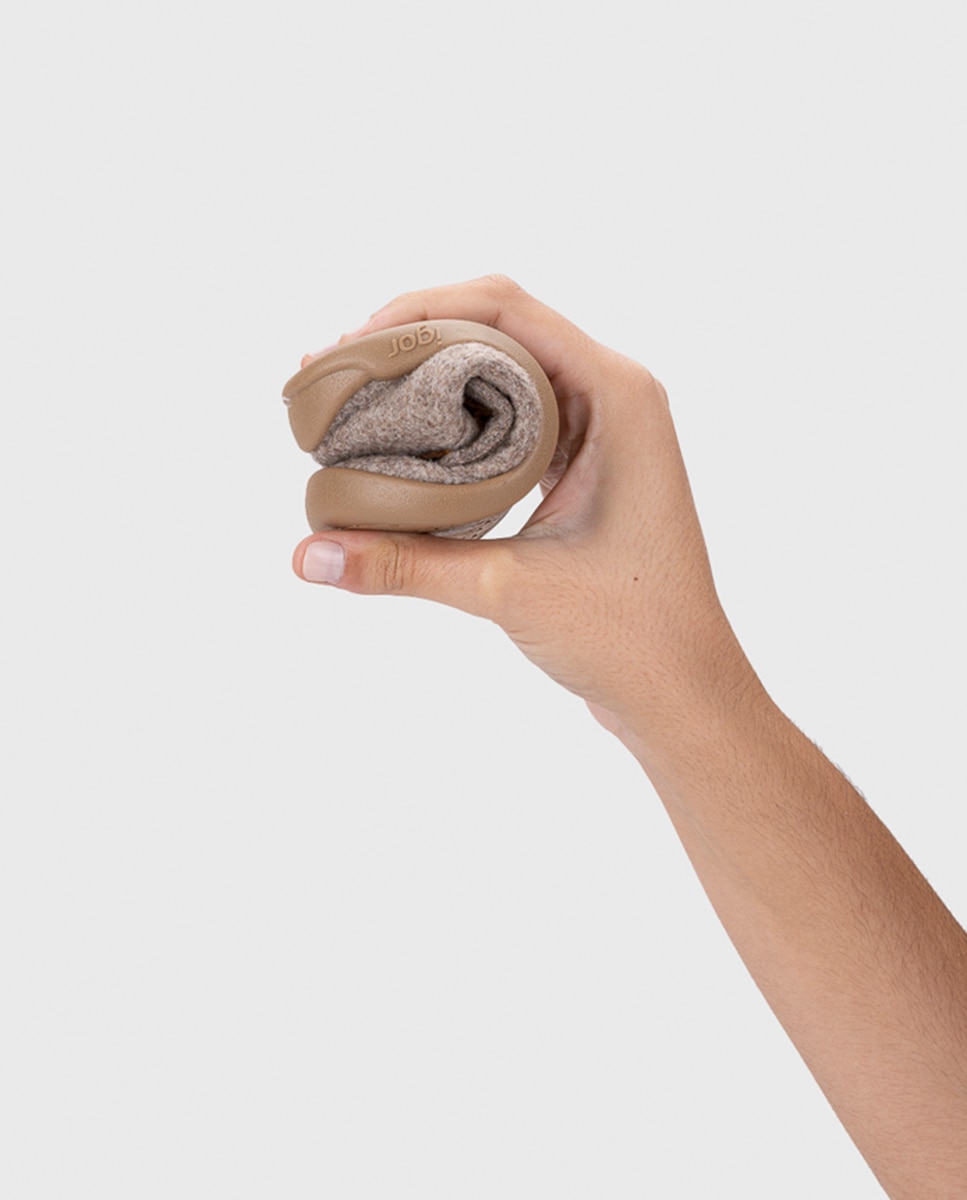 Zapatilla de estar por casa para niños y niñas con detalle de león, de concepto barefoot. - Igor - Marrón Suave Marrón Suave-10