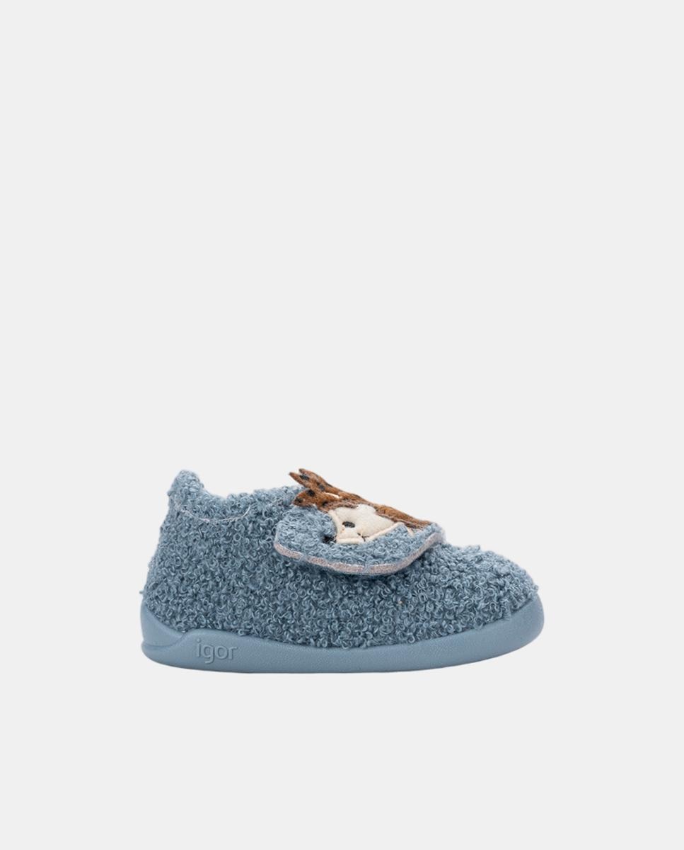 Imagen 0 de Zapatilla de estar por casa para niños y niñas con detalle de erizo, de concepto barefoot medium. Azul índigo