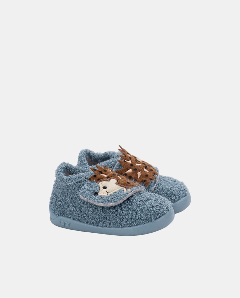 Zapatilla de estar por casa para niños y niñas con detalle de erizo, de concepto barefoot medium. - Igor - Azul índigo Azul índigo-2